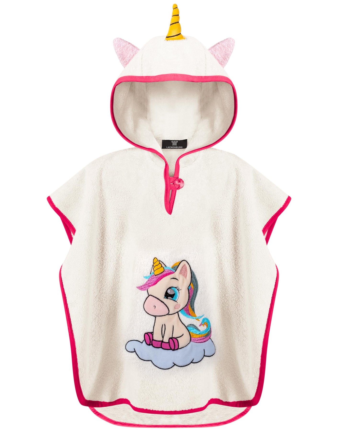 LAYNENBURG Premium Badeponcho Kinder mit Kapuze - 100% Baumwolle - OEKO TEX - Baby Jungen Mädchen Handtuch Poncho Frottee