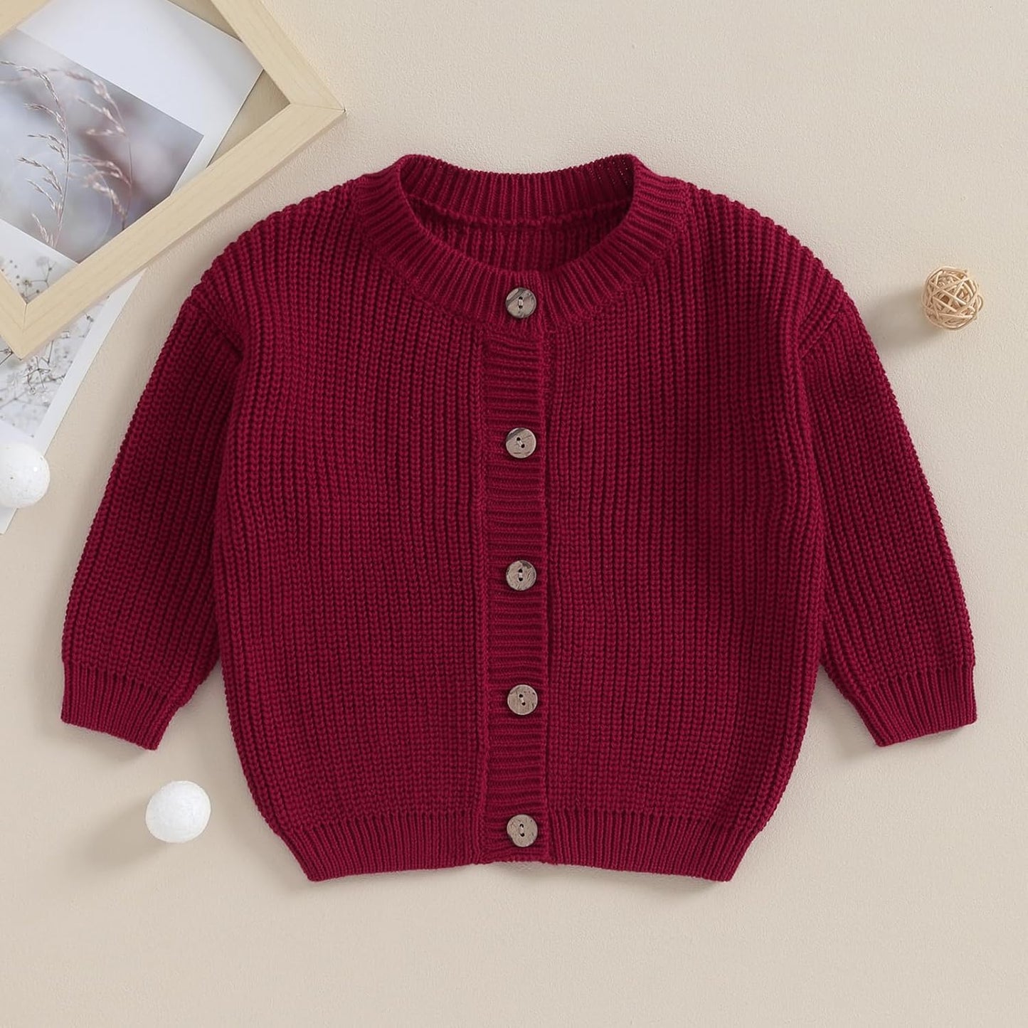 FOMOYUU Strickjacke für Kleinkinder und Neugeborene, Mädchen, langärmelig, Knopfleiste, Sweatshirt, Jacke, Herbst-Outfits