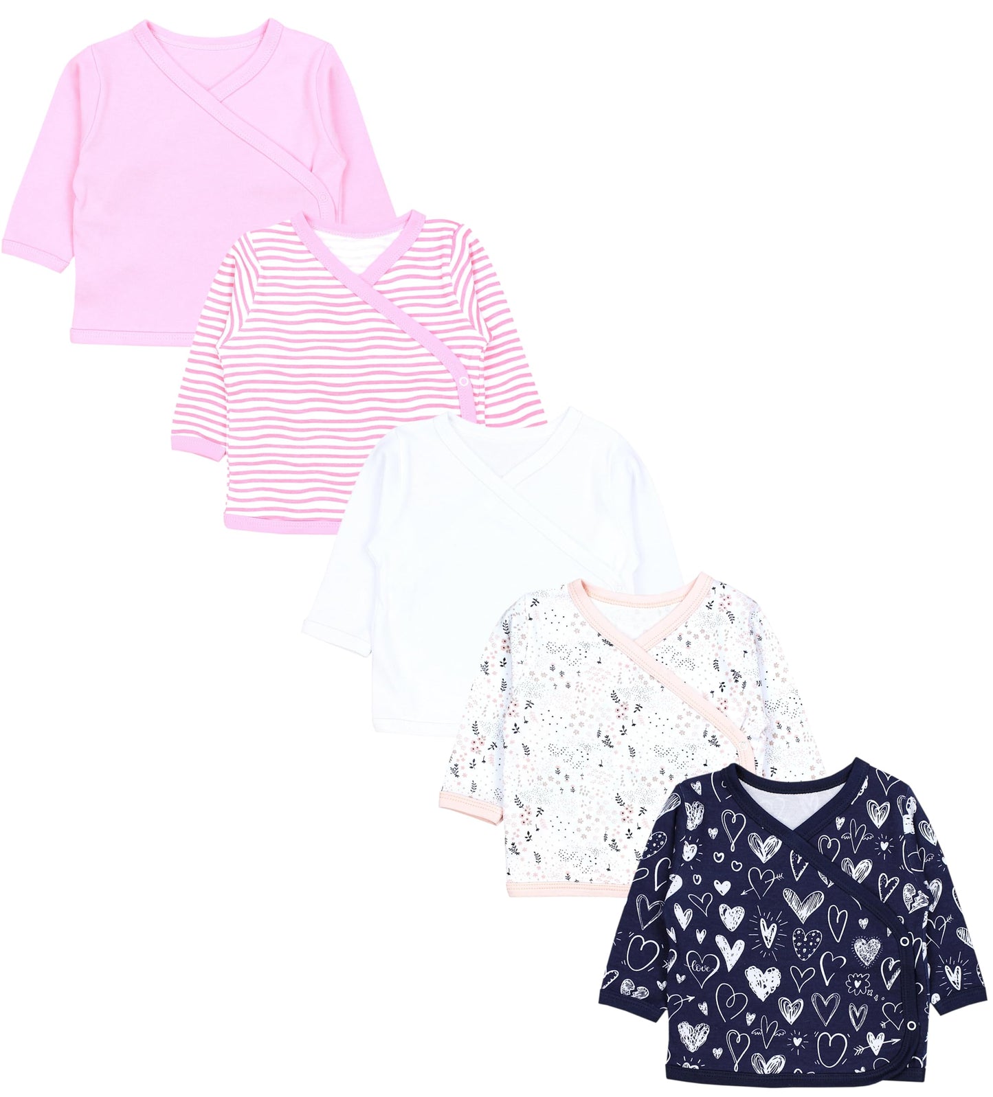 TupTam Baby Mädchen Langarm Wickelshirt Baumwolle 5er Set