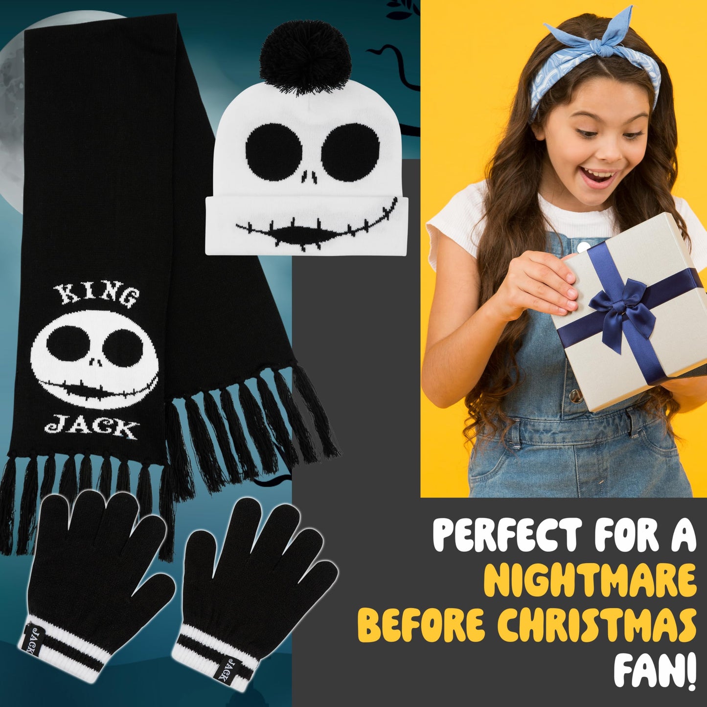 Disney The Nightmare Before Christmas Girls' Winter Accessory Set - Gifts Girls