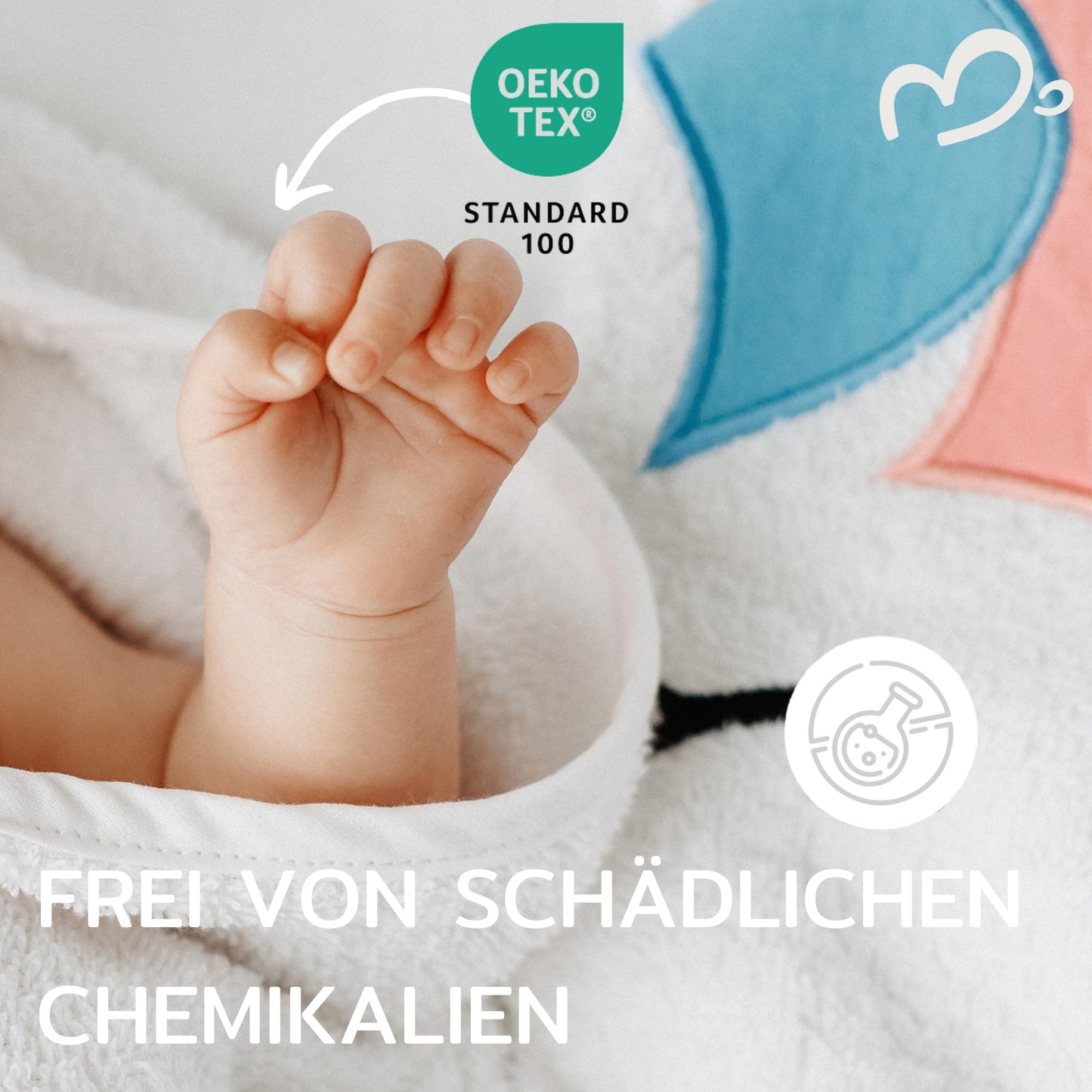 MIRARI Kids Babyhandtuch mit Kapuze und Waschlappen 100x100 cm – Handtuch Rentier aus 100% Baumwolle - REH Badetuch mit Kapuze - Geschenk Geburt - Baby Erstausstattung Neugeborenen Set