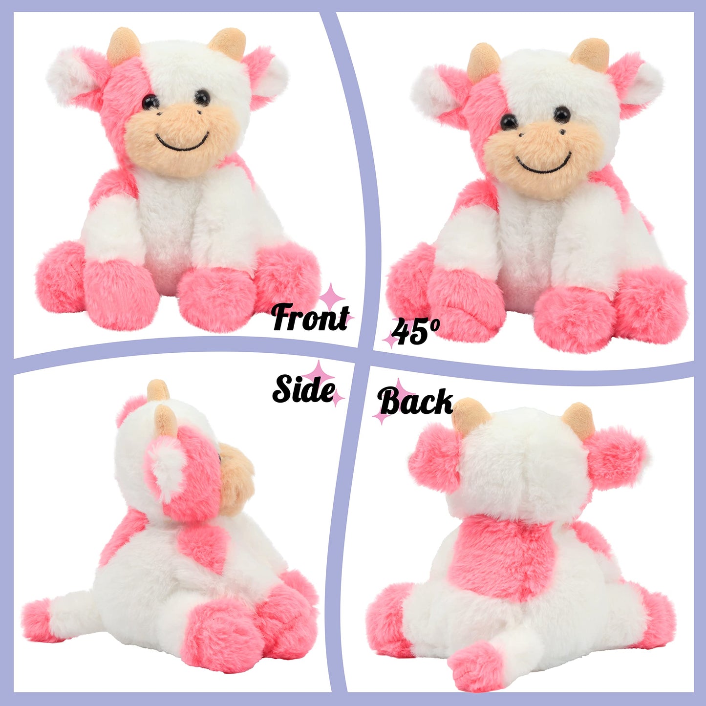 Hopearl Niedliches Plüschkuh-Spielzeug, Schlenker, Milchrinder, weiches Stofftier, niedliches Geburtstag, für Jungen, Mädchen, Kinder, Kleinkinder, 22,9 cm