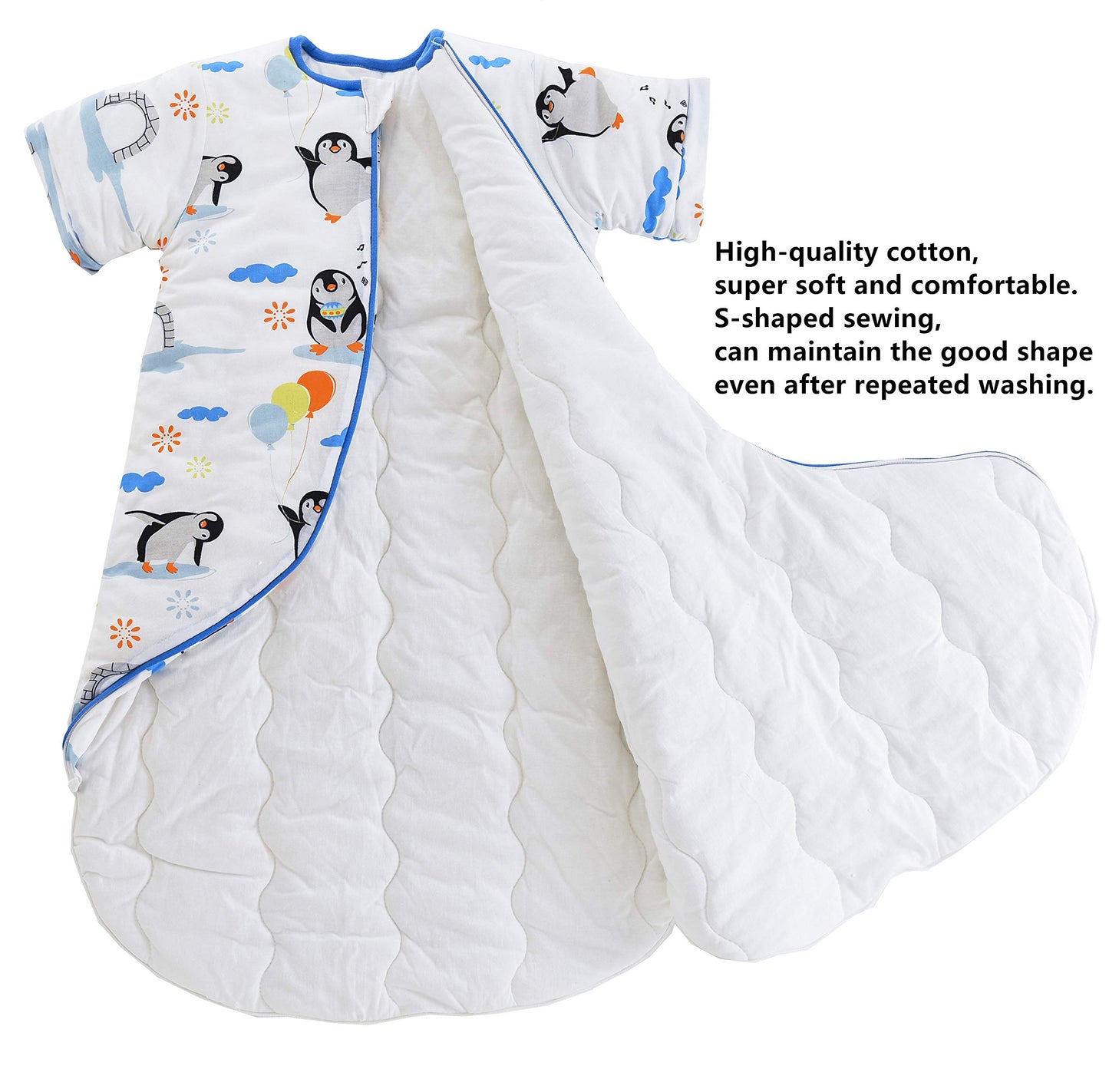Chilsuessy Baby Sleeping Bag Winter with Removable Long Sleeve Organic Cotton Baby Sleeping Bag Small Children All-Year Sleeping Bag Pyjamas for Boys and Girls, Crown/2.5 Tog, 75-90 cm