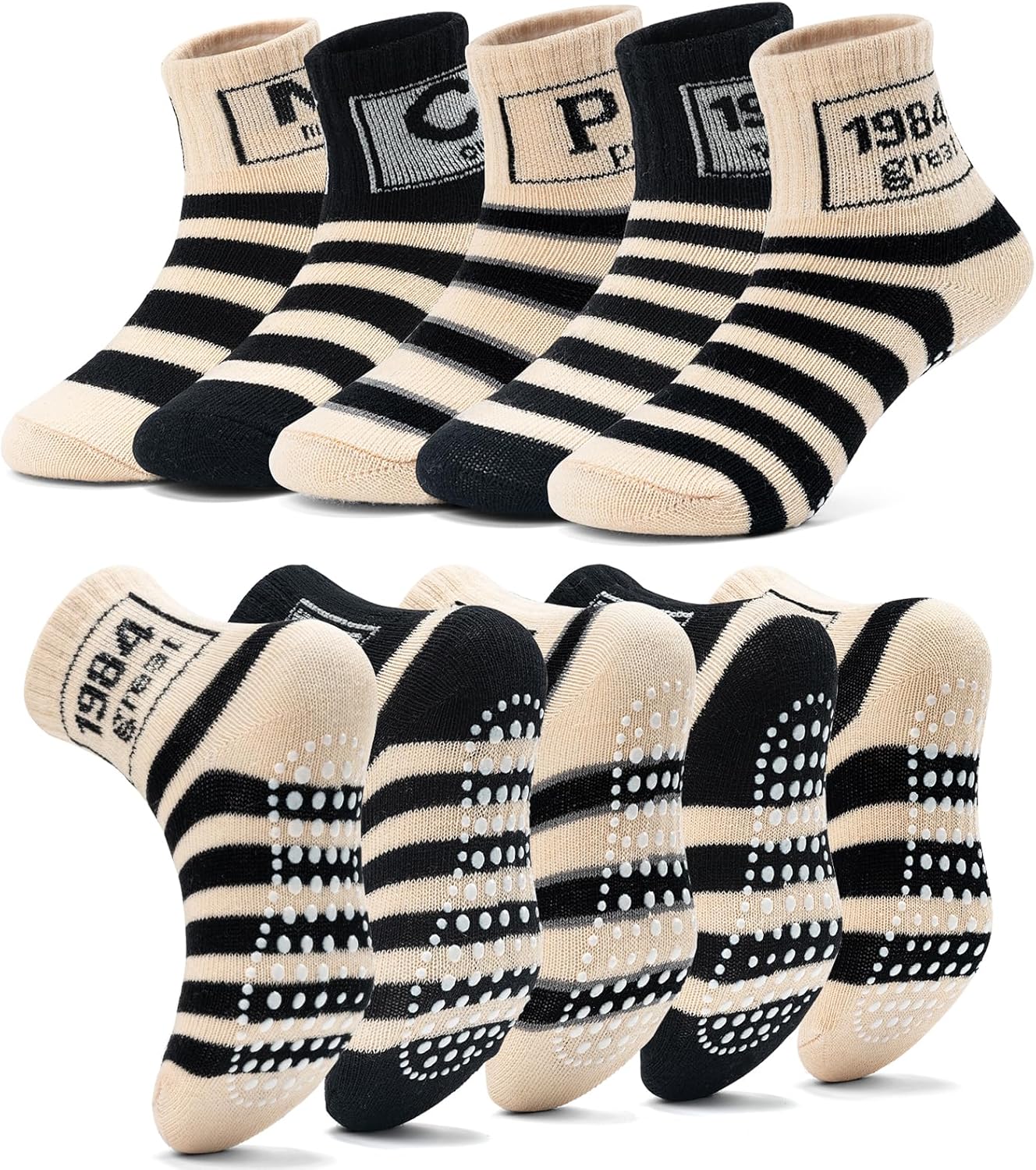 KOWAYI Stoppersocken Kinder 5/10 Paar ABS Rutschsocken Kinder Jungen, Mädchen, Baby Antirutschsocken 1-7 Jahre Grip Socken