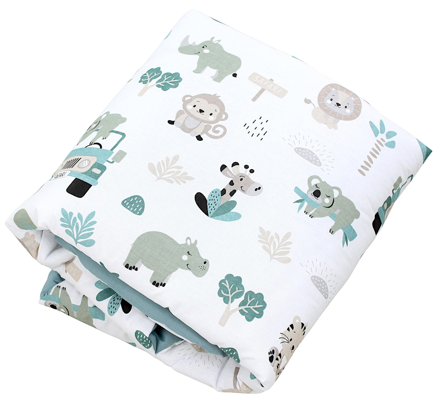 TupTam Krabbeldecke für Baby 120x120 cm - Gepolsterte Spieldecke Baby Baumwolle, XXL, OEKO-TEX, Weich & Hautfreundlich, Farbe: Wald/Beige - Meloni2