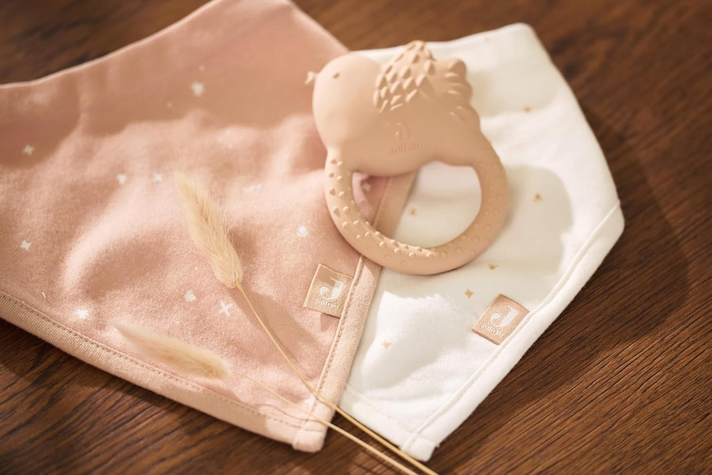Jollein Naturkautschuk Beißring Baby - Lovely Birds - Baby Greifling - Zahnungshilfe - Schadstofffrei und BPA-Frei - Baby Spielzeug