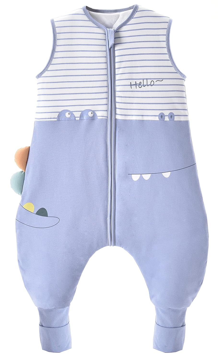 Chilsuessy Baby Sleeping Bag with Legs, 1.5 Tog, Sleeping Bag, 100% Cotton, All-Year Sleeping Bag with Feet, Baby Sleeping Bag, Children, 1.5 Tog/Zebra, 80 cm / Baby Height 85–95 cm