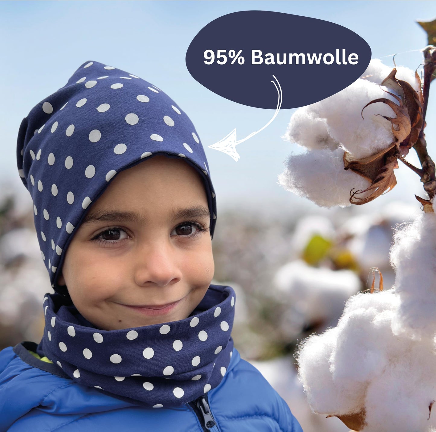 Heckbo 360° Reflector Children's Hat & Loop Scarf Set, Many Designs, 2–8 Years, 95% Cotton, Soft & Easy-Care Stretch Material, for Boys, Girls, Beanie for Spring, Summer, Autumn, Winter