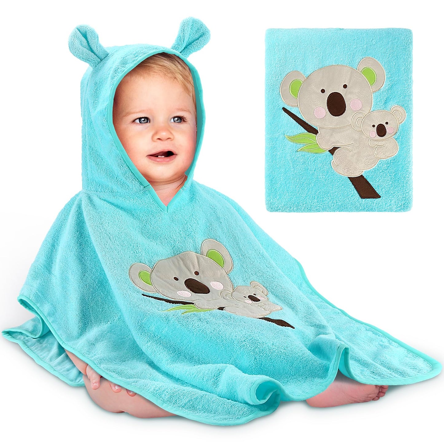 Yosemy Kapuzenhandtuch Baby - Oeko TEX - Baby Handtuch Kapuze 100% Baumwolle Badeponcho Kinder Babyhandtuch mit Kapuze Weich & Super Saugfähig 0-3 Jahre-Bär