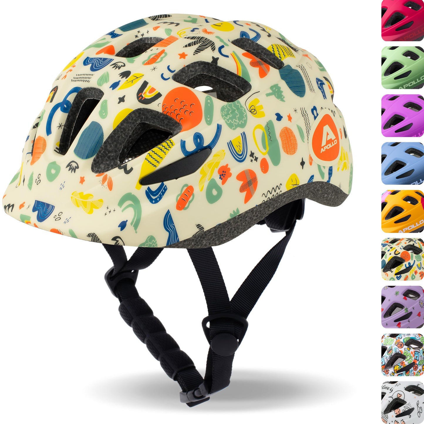 Apollo Kinder Fahrradhelm, Helm für Kinder & Jugendliche, Multisport Helm, Fahrradhelm Mädchen, Fahrradhelm Jungen, Kinderhelm ab 3 Jahre, Verstellbarer Kinder-Helm, ab Größe 48, für Fahrrad & Roller