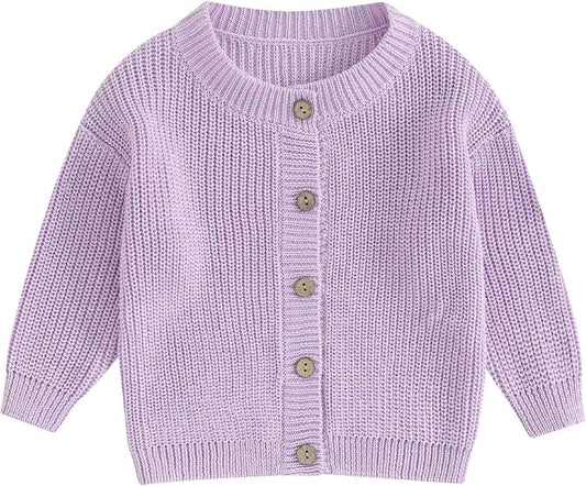 FOMOYUU Strickjacke für Kleinkinder und Neugeborene, Mädchen, langärmelig, Knopfleiste, Sweatshirt, Jacke, Herbst-Outfits