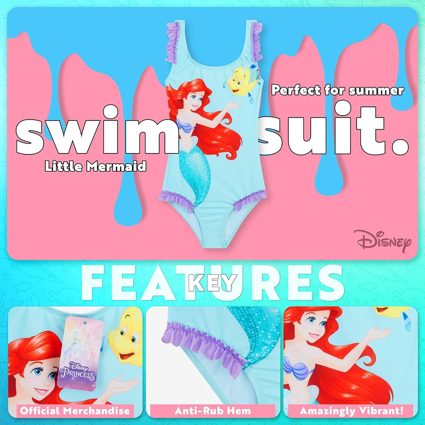 Disney Mädchen einteiliger Badeanzug, Bademode, Geschenke für Mädchen