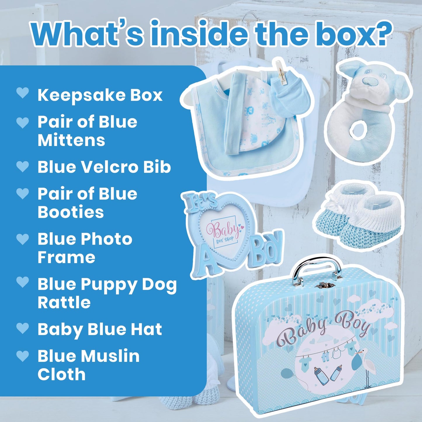 Box Shop Babyparty Mädchen Geschenk - 7 Baby Geschenkset, Für Neugeborenes, Zur Geburt - Rosa