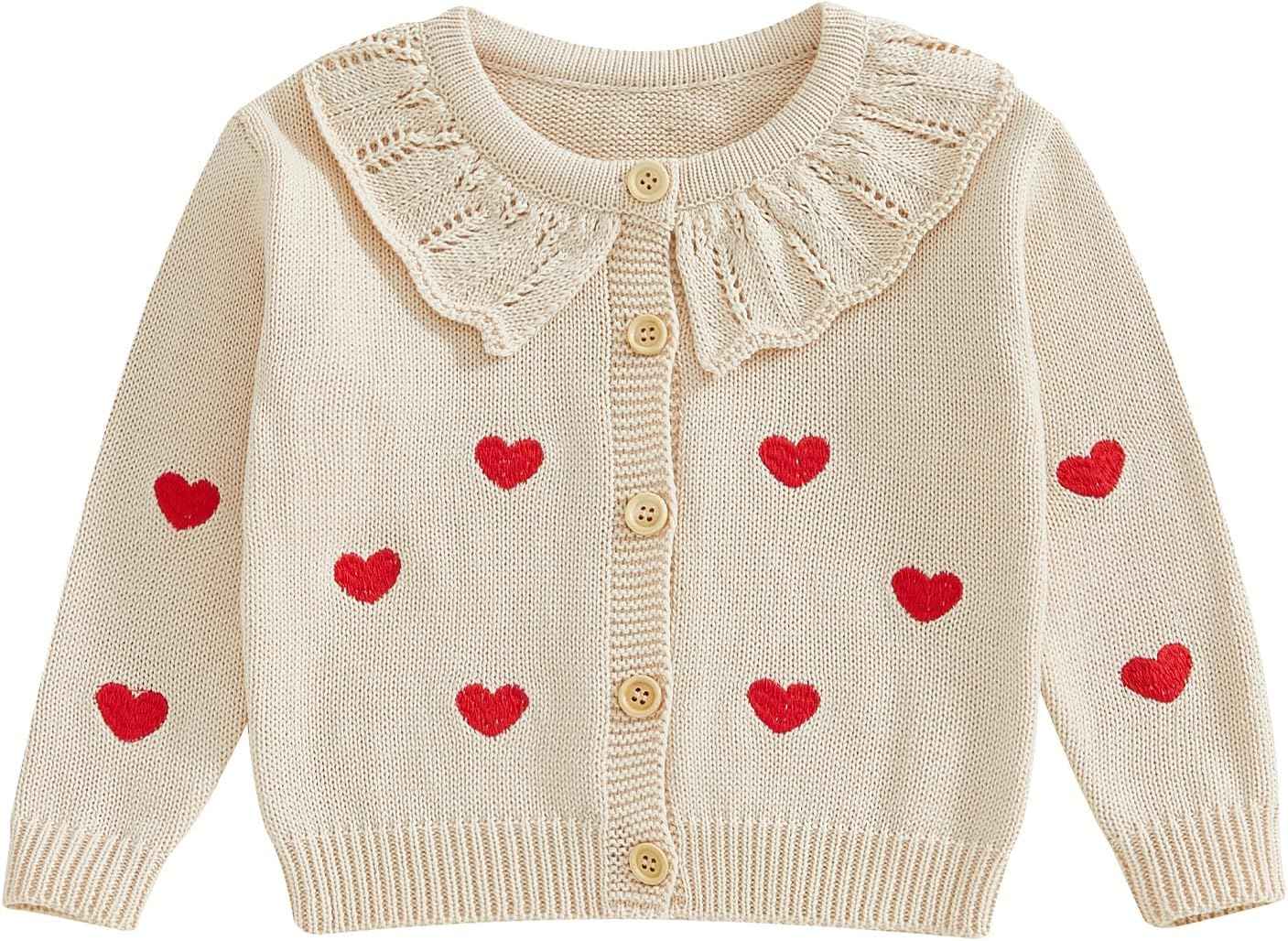 FOMOYUU Strickjacke für Kleinkinder und Neugeborene, Mädchen, langärmelig, Knopfleiste, Sweatshirt, Jacke, Herbst-Outfits