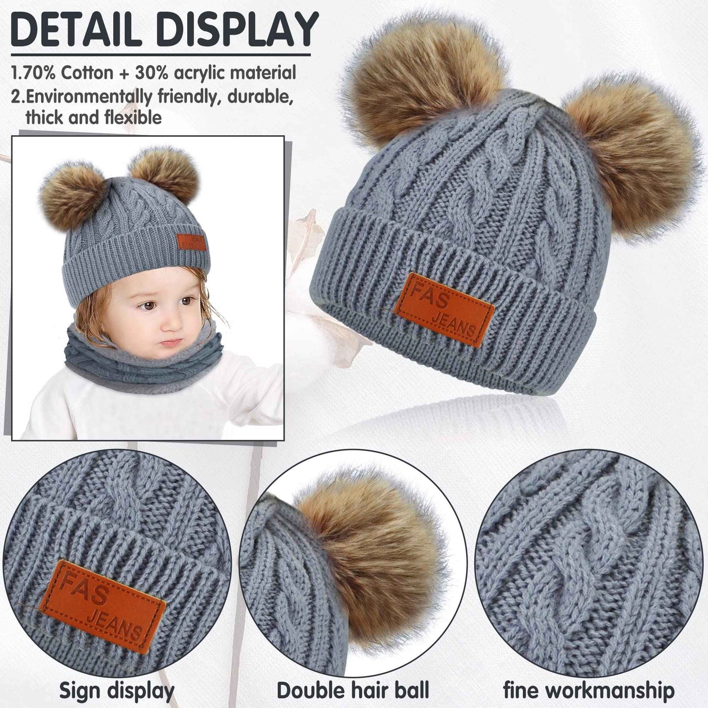 Kinder Wintermütze Schal Handschuhe Set - Strickmütze Beanie Hut für Mädchen Jungen 3-8 Jahre - Warme Winter Bekleidung