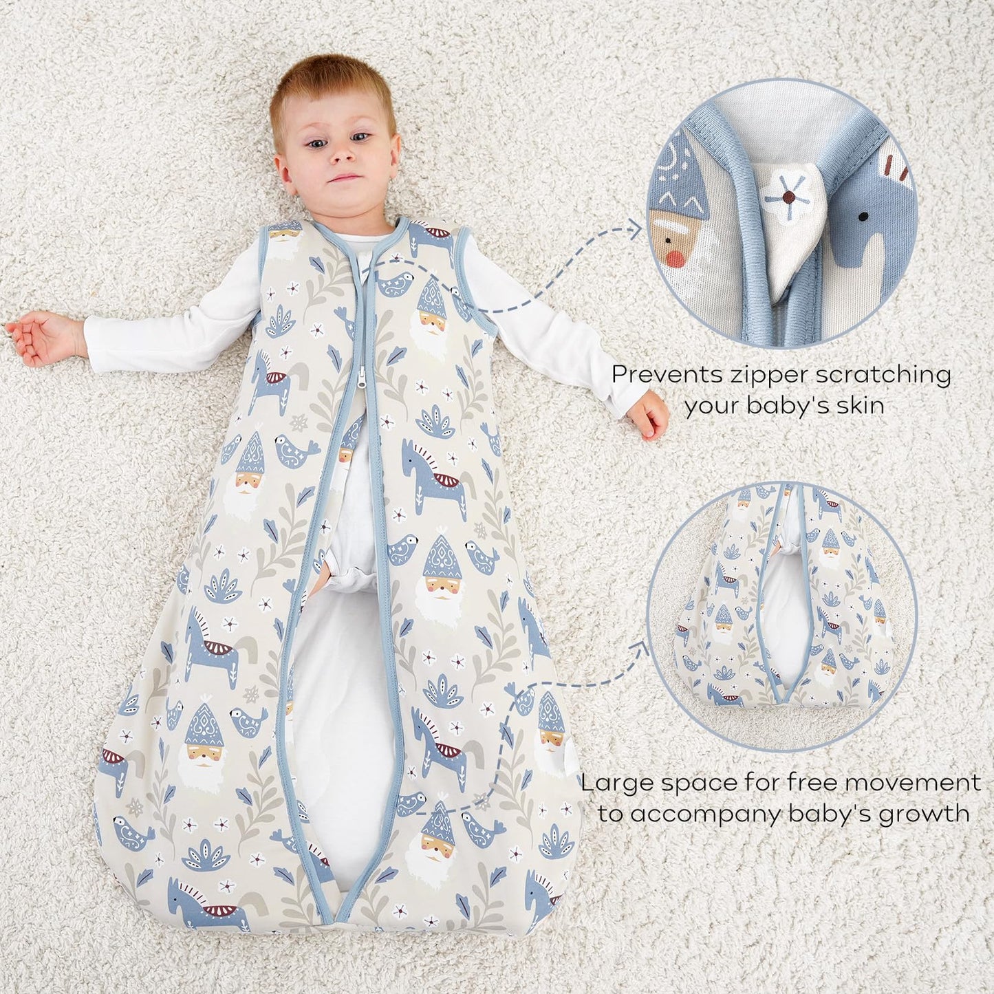 Looxii Baby Sleeping Bag Winter Cotton Winter Sleeping Bag 2.5 TOG Sleeping Bags Warm Baby Sleeping Bag Newborn for Autumn Winter Pink Rabbit 12-18 Months