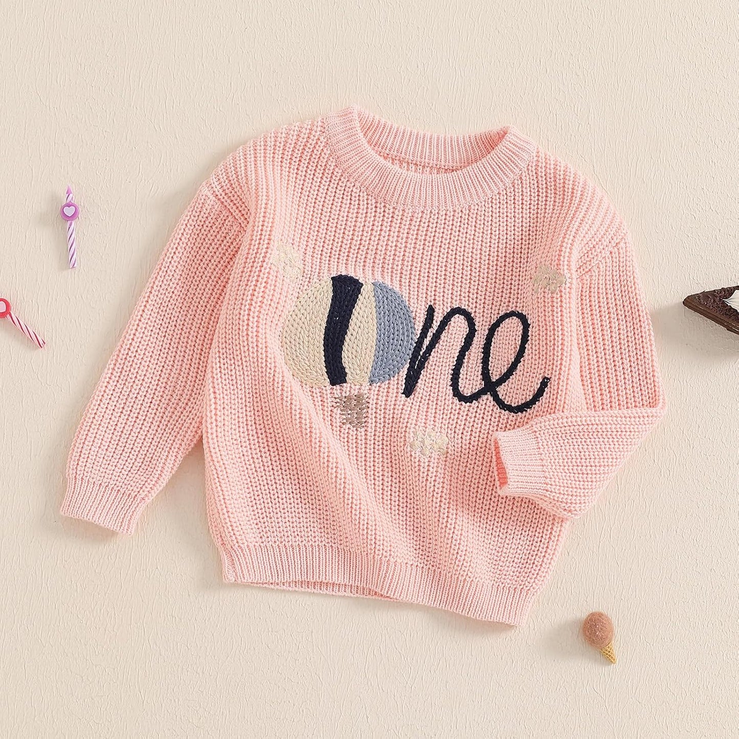 L&ieserram Baby Mädchen Jungen 1. Geburtstag Gestrickt Pullover Jumper Langarm Strickpullover Pulli Kleinkinder Kleidung Outfit Knitted Sweater 1 Jahr