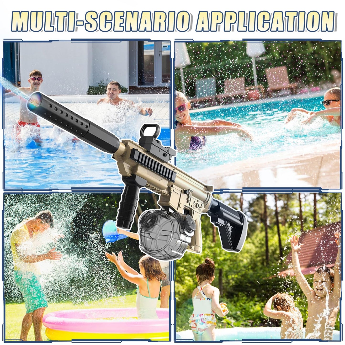Elektrische Wasserpistole Sehr Stark Wassermaschinenpistole mit Wiederaufladbare Batterie Squirt Gun Wasser Spielzeug bis zu 20ft,Outdoor Water Gun Schießspiel für Erwachsene and Kinder (Blau)