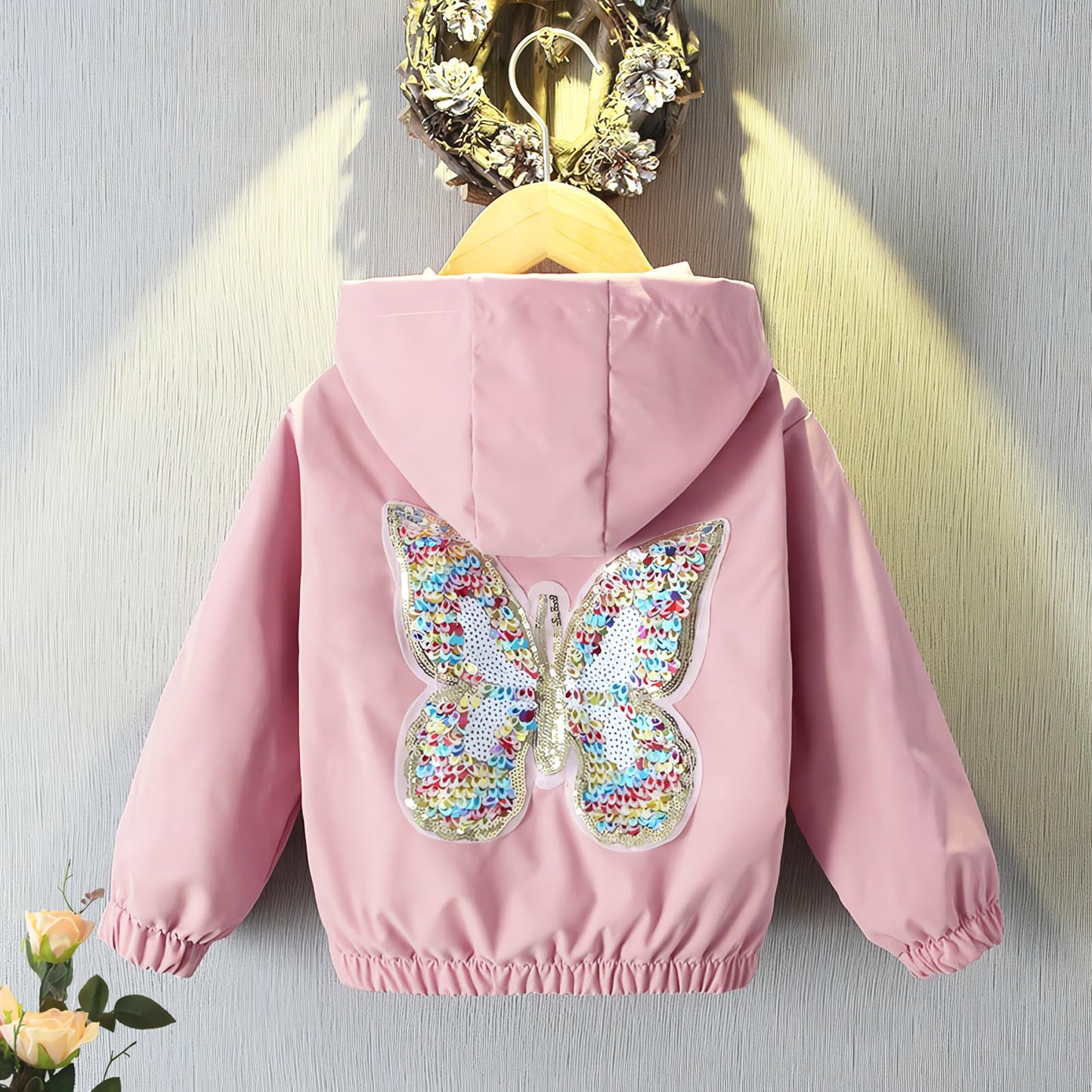 Amur Leopard Mädchen Übergangsjacke mit Kapuze Warm Windjacke Atmungsaktiv Kinder Outdoorjacke für Frühling Herbst