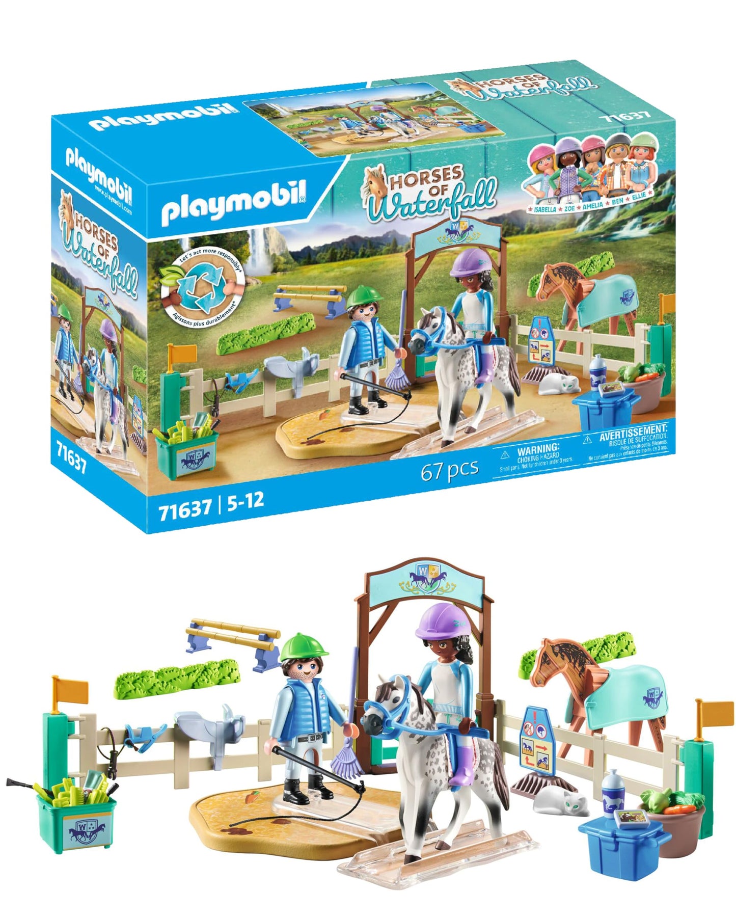 PLAYMOBIL Horses of Waterfall 71351 Waterfall Ranch, magisches Wasserfall-Paradies für Pferdefreunde, nachhaltiges Spielzeug für Kinder ab 5 Jahren