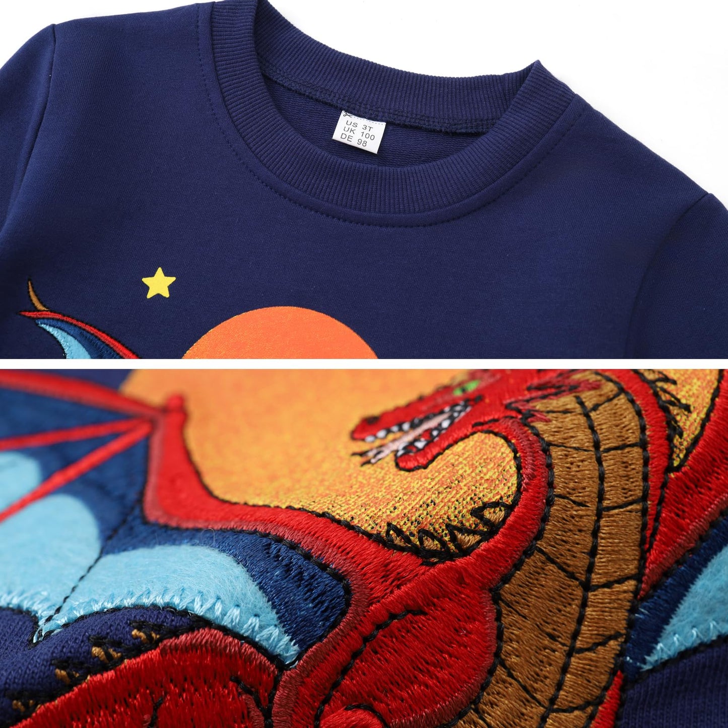 Dinopjs Boys' Jumper, Boys' Warm Sweatshirts, Classic Cartoon Animals, Tractor, Dino, Flying Dragon Knight, Rainbow, Polar Bear Christmas Tree, Cotton Sports Shirts for Children 2-9 Years