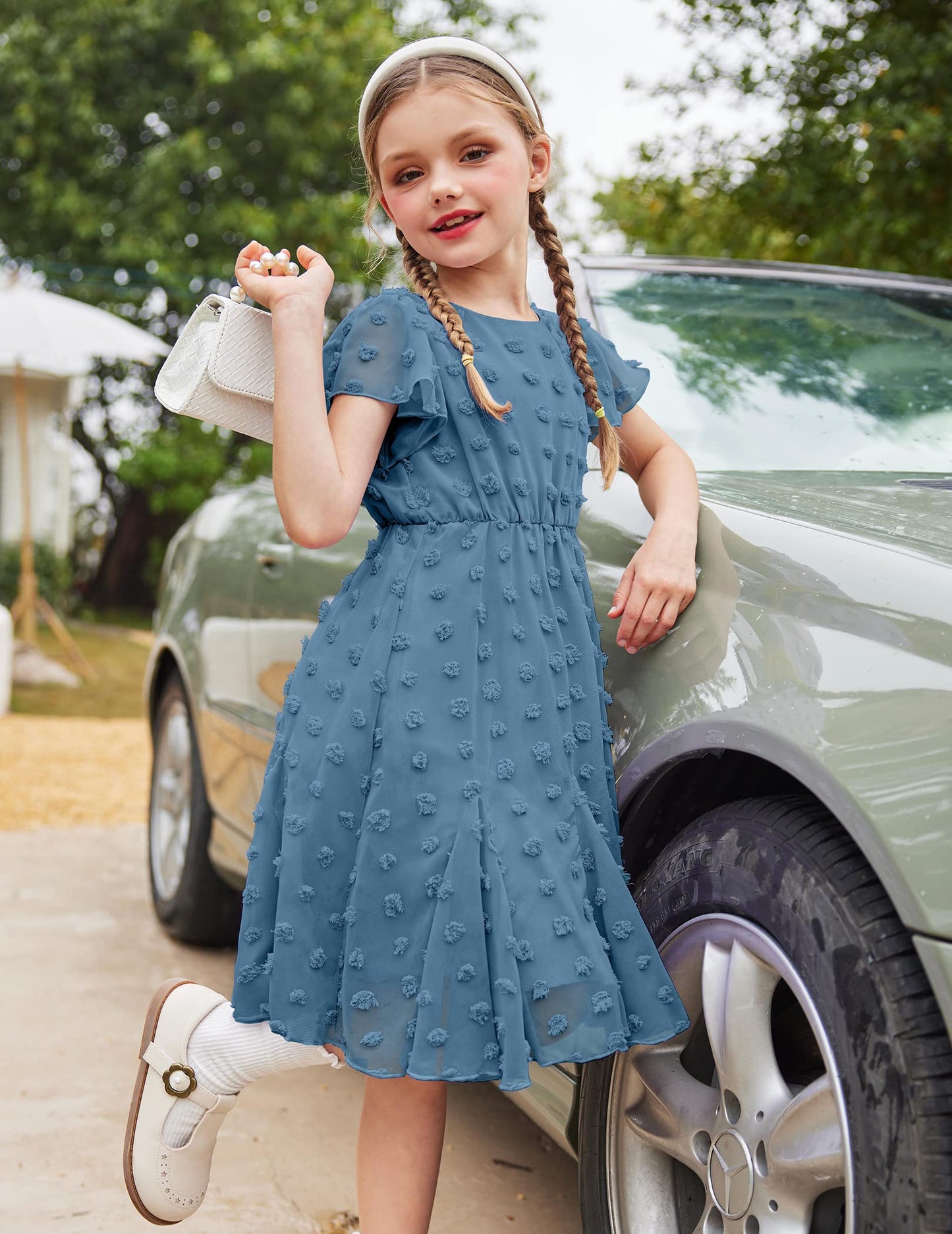 Flypigs Kleid Mädchen Festlich Hochzeit Party Kurzarm Sommer Freizeitkleid Prinzessin Chiffon Kleider Kinder Teenager Kleidung 3-12 Jahre