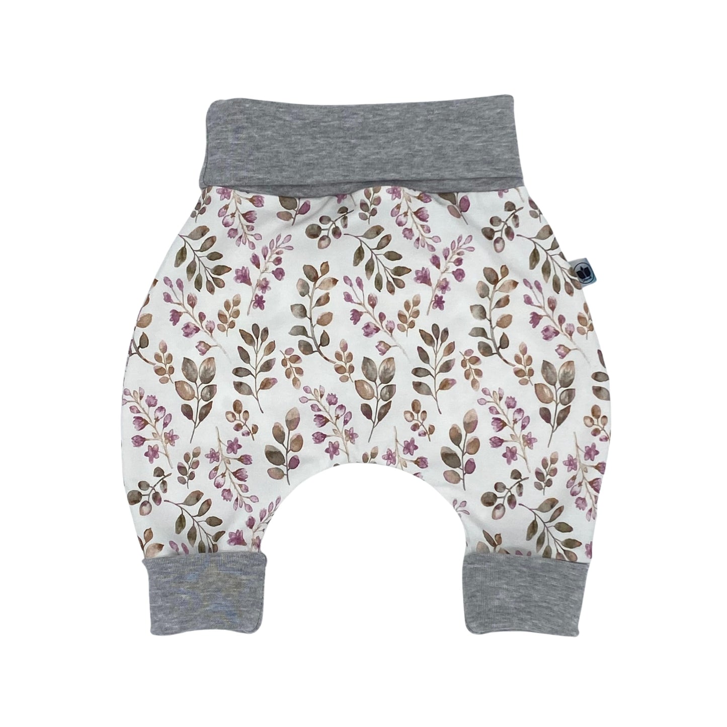 Baby Baggy Trousers, Girls' Handmade Cotton Jersey Grow Trousers, Sizes 50-74, 68-86, 92-104 (Wild Flowers, 50-74)