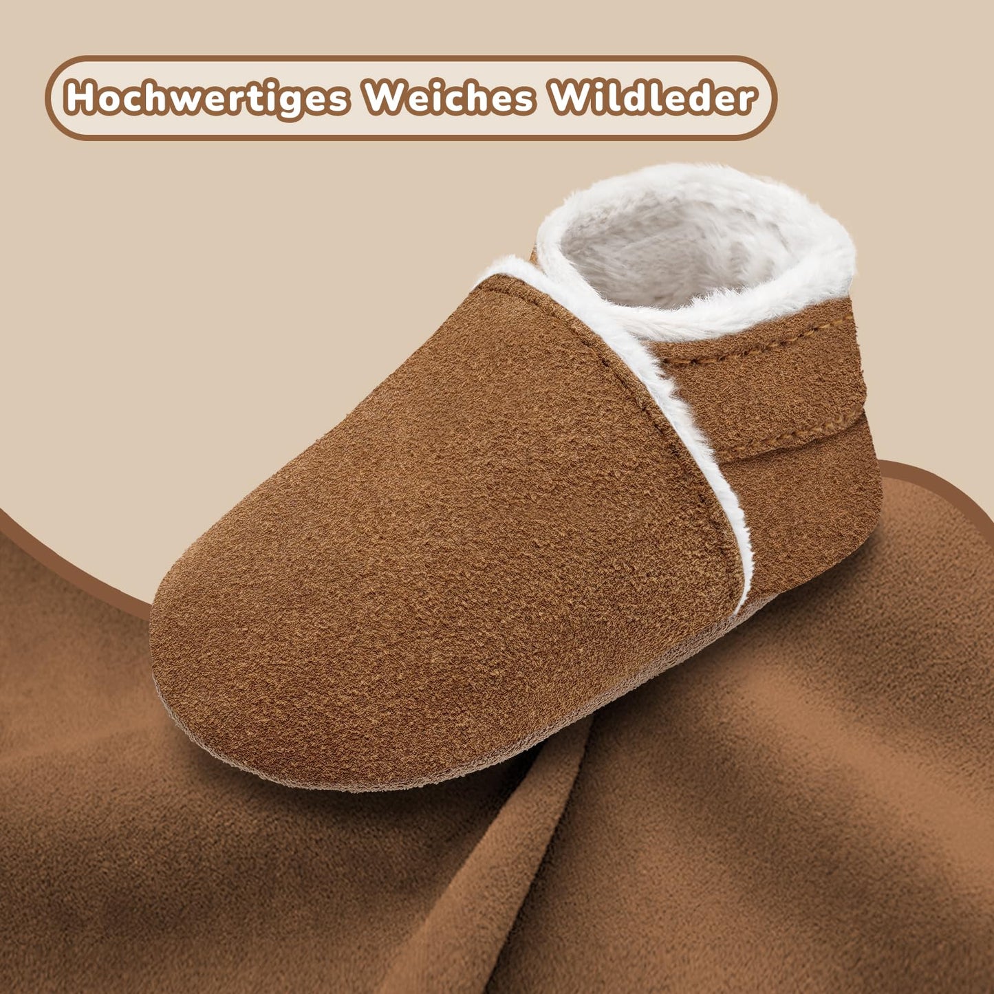 IceUnicorn Baby's Crawling Shoes, Winter First Walking Shoes, Baby Lined Leather Shoes, Soft Leather, Suede Soles, Leather Slippers