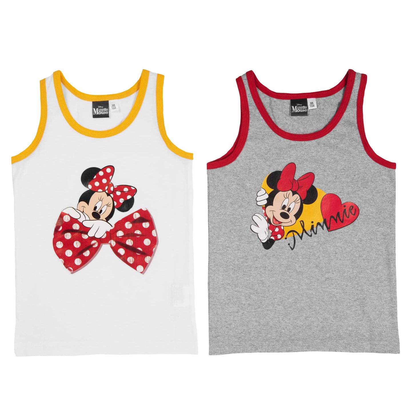 Disney undershirt for girls - Minnie Mouse children's tank top white/grey (2-pack)