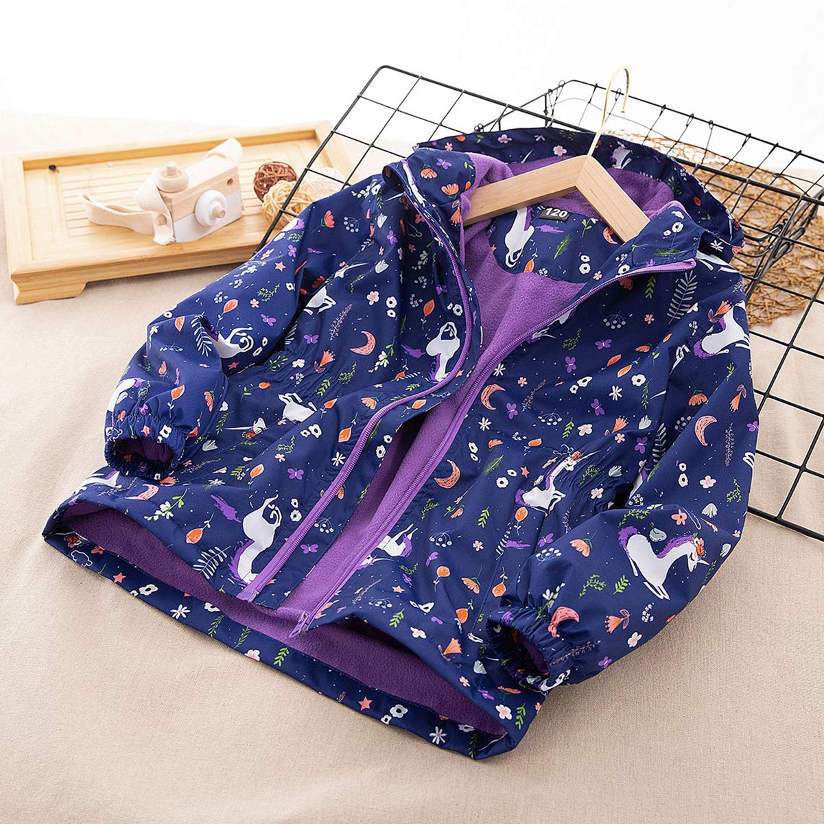 SXSHUN Children's Girls' Softshell Jacket with Fleece Lining Transition Jacket Print Hiking Jacket Outdoor Jacket Warm Windproof Breathable Spring Autumn