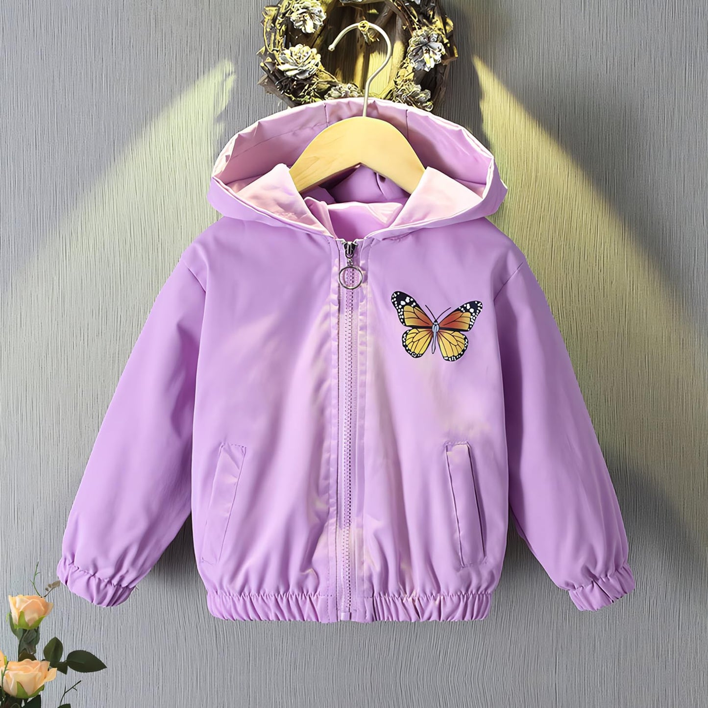 Amur Leopard Mädchen Übergangsjacke mit Kapuze Warm Windjacke Atmungsaktiv Kinder Outdoorjacke für Frühling Herbst