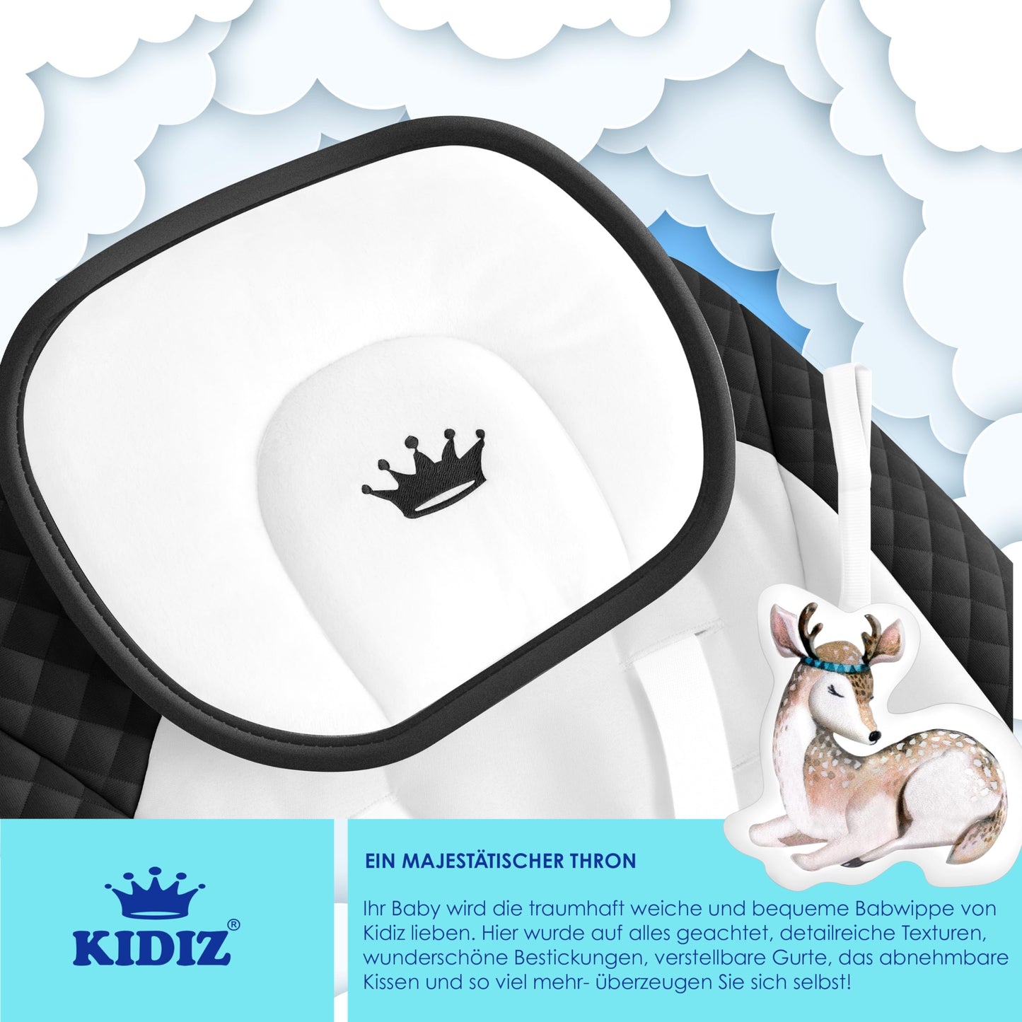 KIDIZ® Baby Rocker Baby Swing with 5 Speed Settings Foldable Baby Rocker Swing Baby High Chair with Play Arch Toys 5 Soothing Natural Sounds Newborn Anthracite