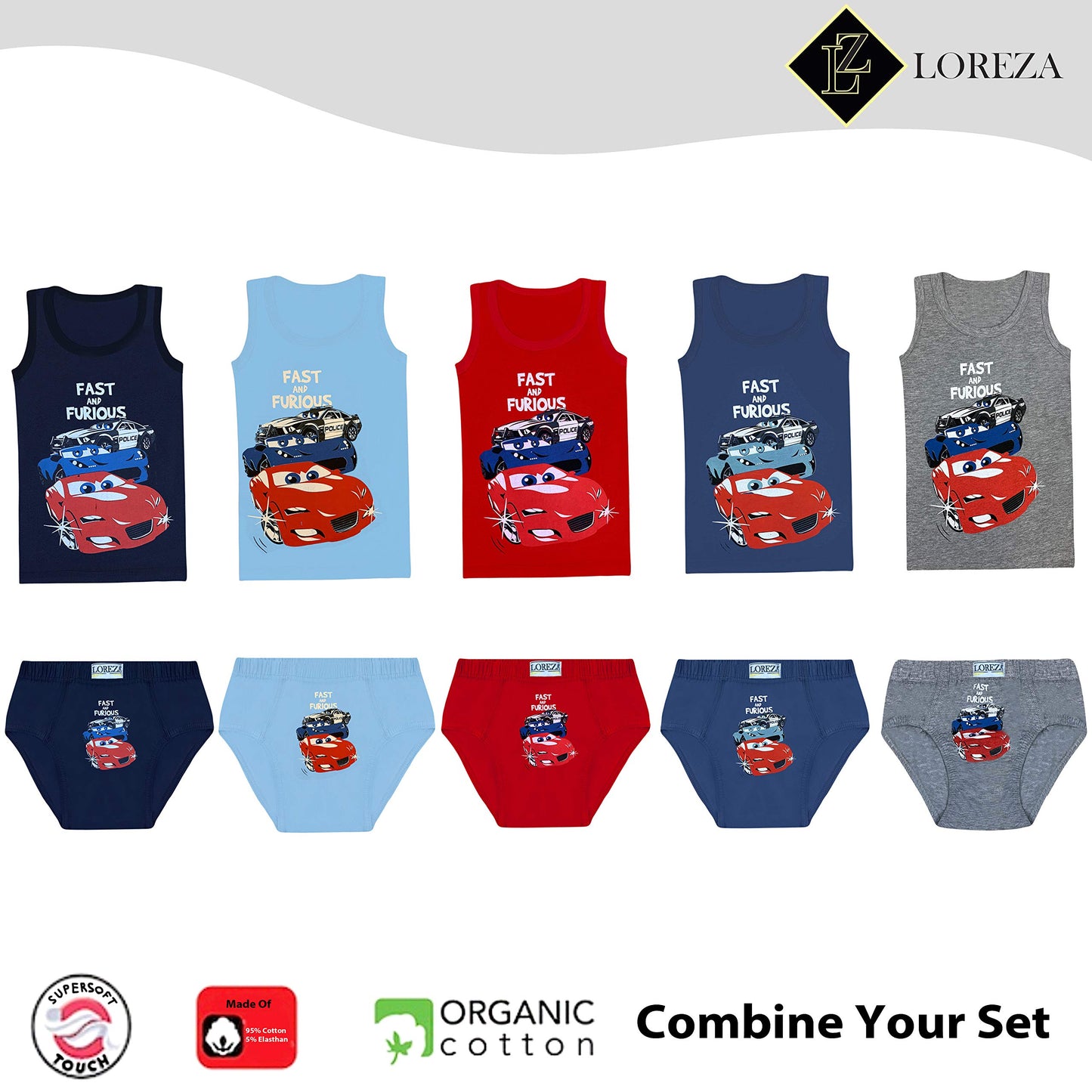 LOREZA ® 10 Pack Jungen Slips aus Baumwolle Unterhosen Größe 92-158