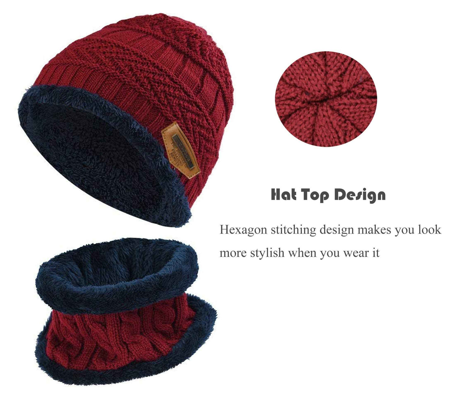 K.tchard Children’s Winter Hat, Beanie Hat with Scarf Set, Slouchy Knitted Hat, Warm Knitted, Skull Cap, Fleece Lining Hat 2–8 Years