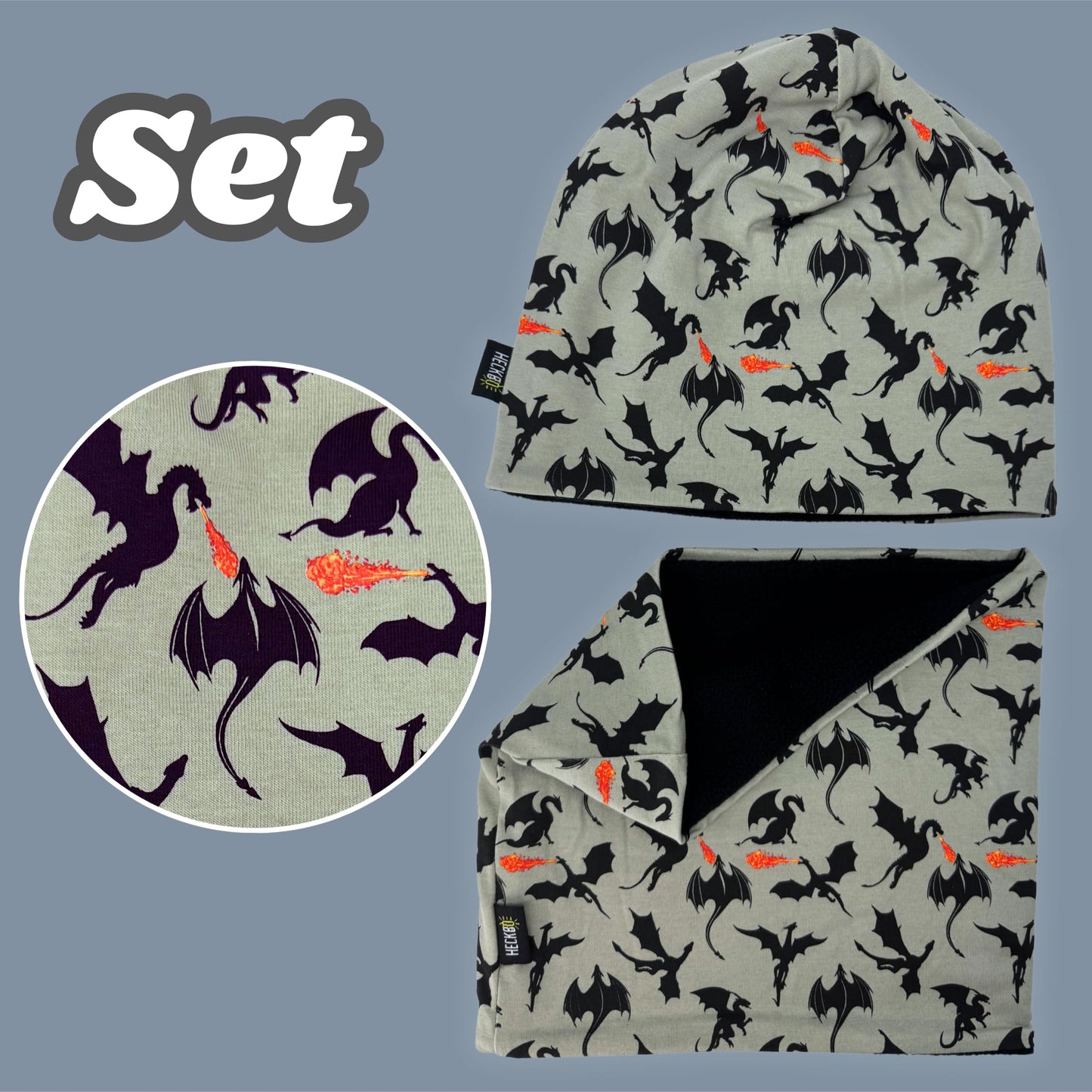 HECKBO Children's Beanie Hat & Scarf, Tube Scarf Set, for Girls and Boys, 95% Cotton, Autumn, Spring, Winter