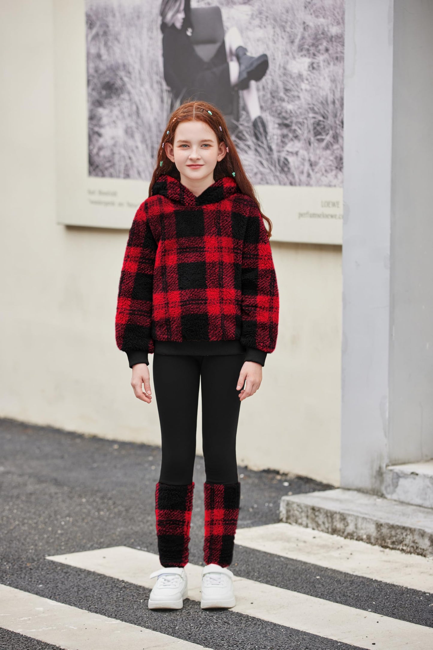 Arshiner Girls' Clothing Sets Winter Children's Hoodie with Leggings Set Warm Cuddly Padded Clothing Two Piece Outfits for Girls 5-14 Years