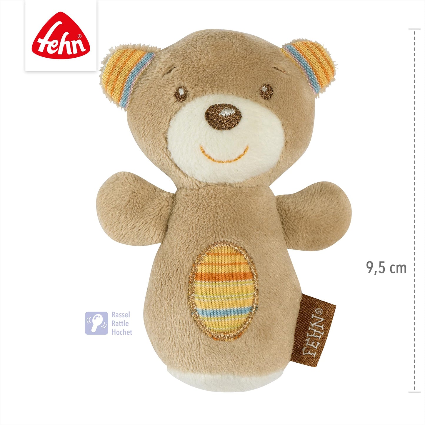 Fehn Mini-Rassel Otter – Mini-Greifling zum Rasseln, Fühlen, Spielen mit kuschelweichem Stoff-Tier – ein treuer Begleiter für Babys und Kleinkinder ab 0+ Monaten
