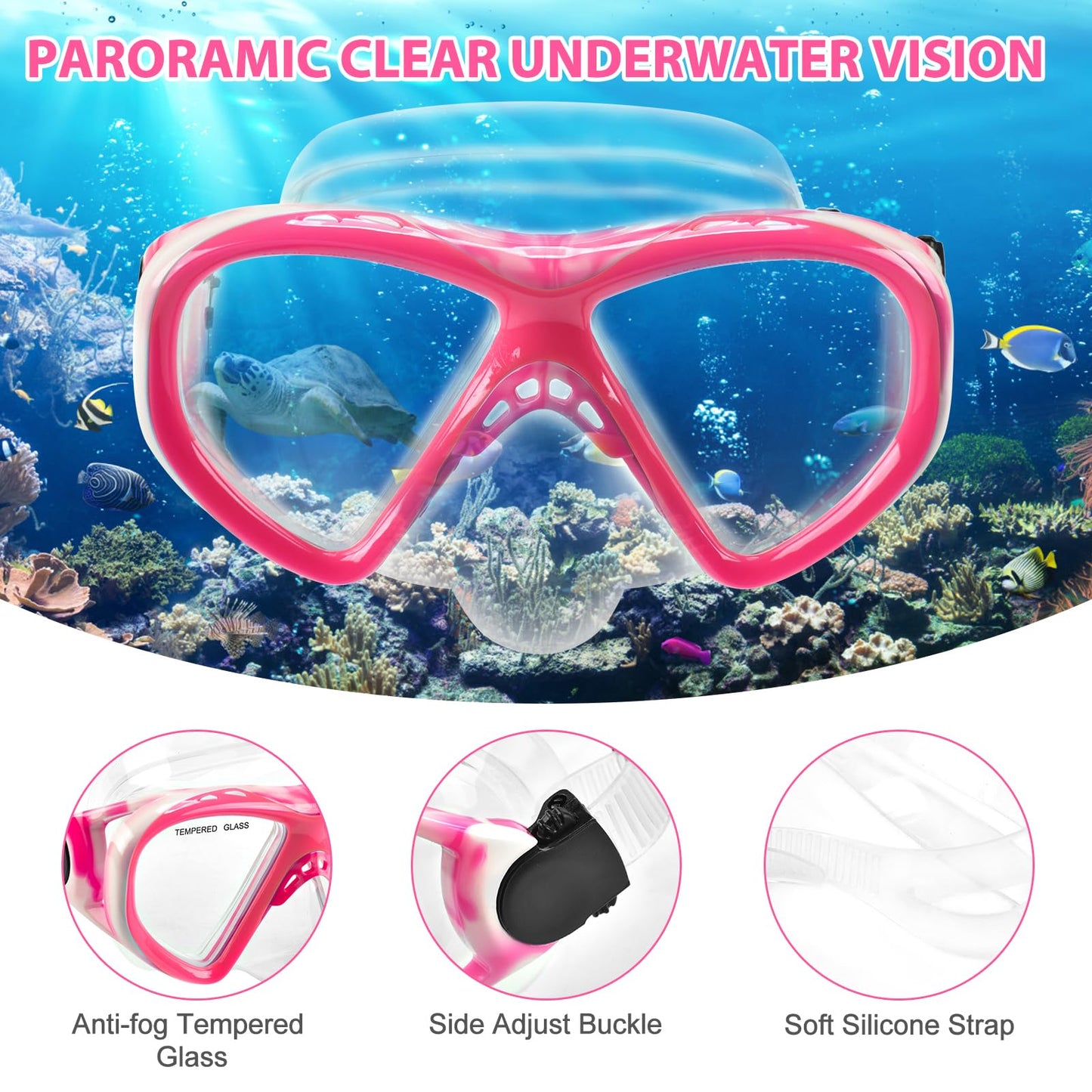 Schnorchelset Kinder - Taucherbrille Kinder mit Schnorchel Anti Leck Anti Fog HD Tauchmasken Dry Schnorchel für 4-13 Jahren Jungen Mädchen