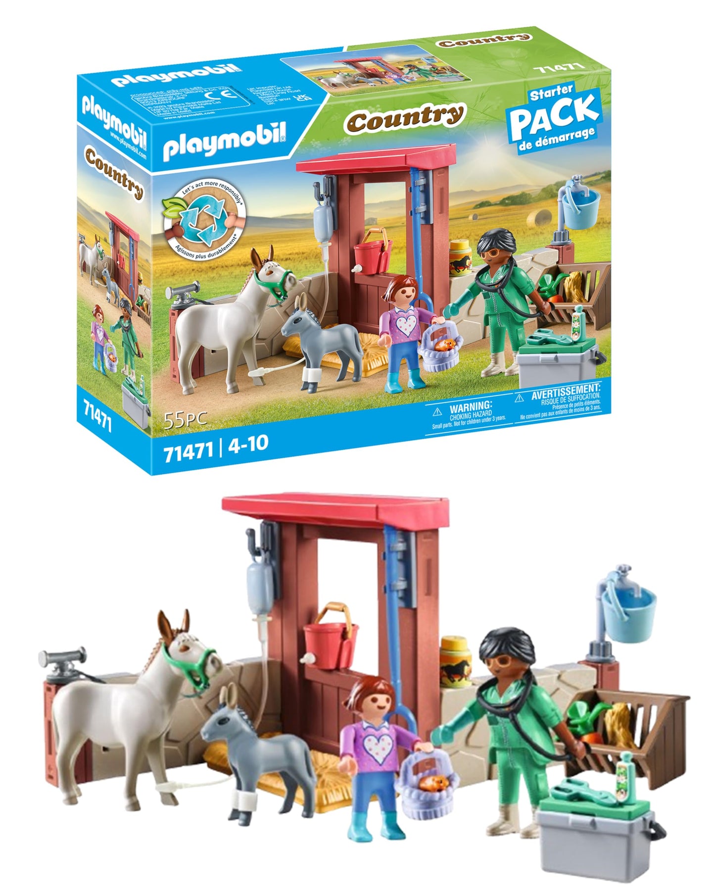 PLAYMOBIL | Country | Tierarzteinsatz bei den Eseln |Spielzeug für Kinder ab 4 Jahren | 71471
