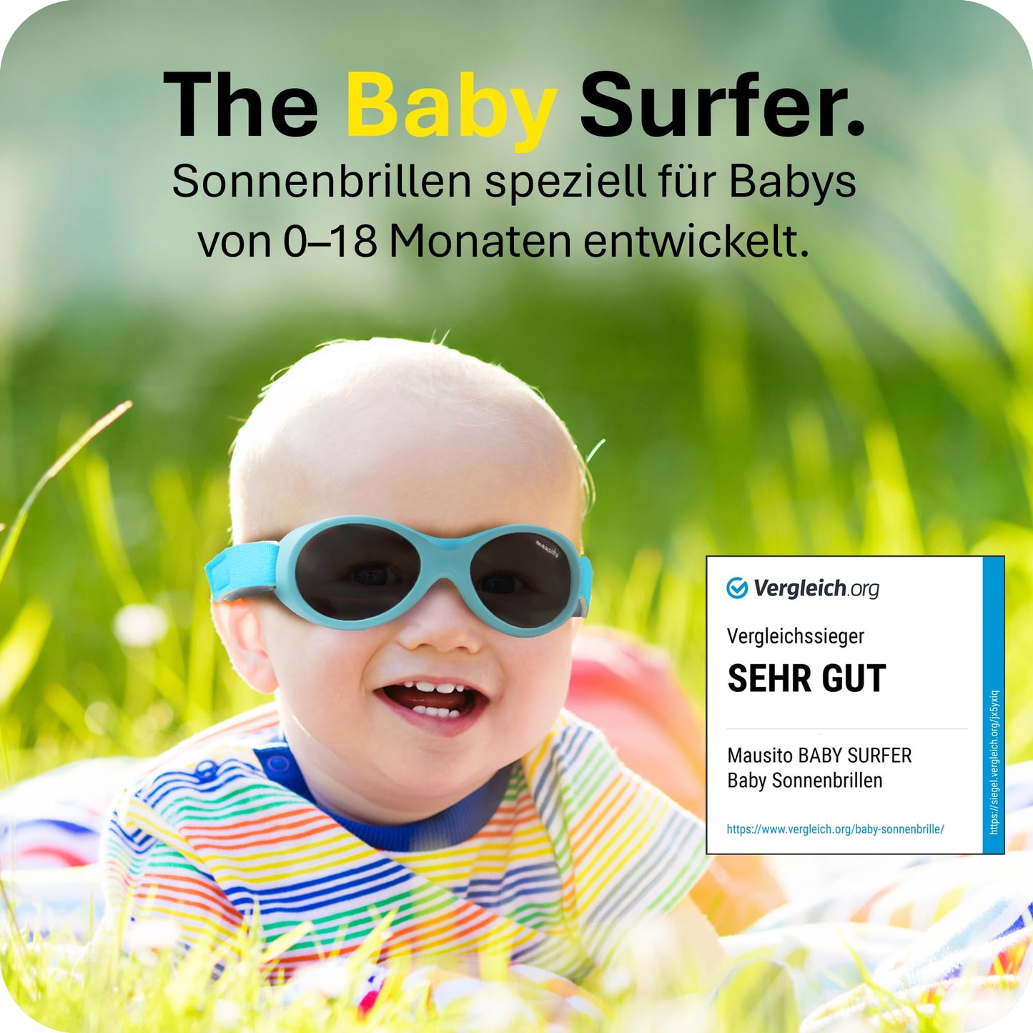 Mausito BABY Sonnenbrille 0-18 Monate Mädchen I VERGLEICHSSIEGER Sonnenbrille Baby 100% UV-Schutz I BIEGSAM & verstellbares Band I Schadstofffrei I Europäisches Design für Kinder gemacht