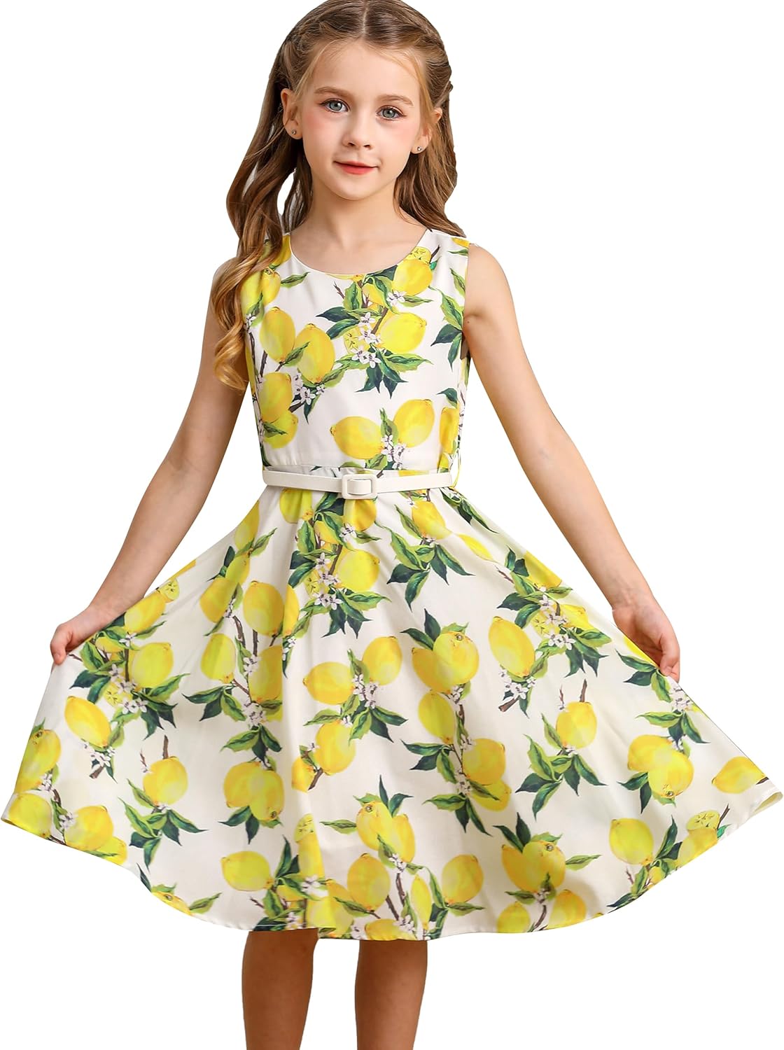 BONNY BILLY Mädchen Kleider Vintage Blumen Festlich Hochzeit Elegant Kinder Kleid mit Gürtel