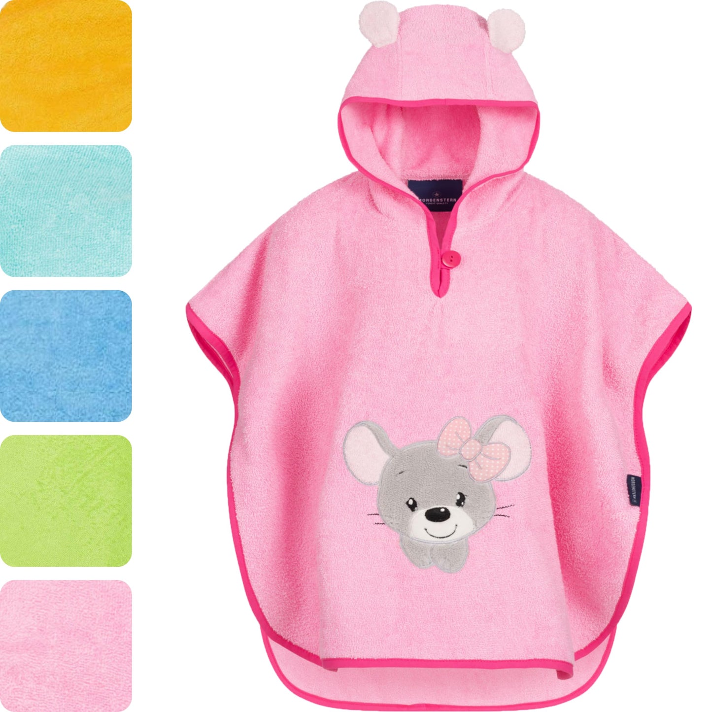 Morgenstern Bath Poncho Children's Baby Girls Boys 100% Cotton Oeko-Tex Baby Bath Towel Hooded Towel Bathrobe Terry Cloth