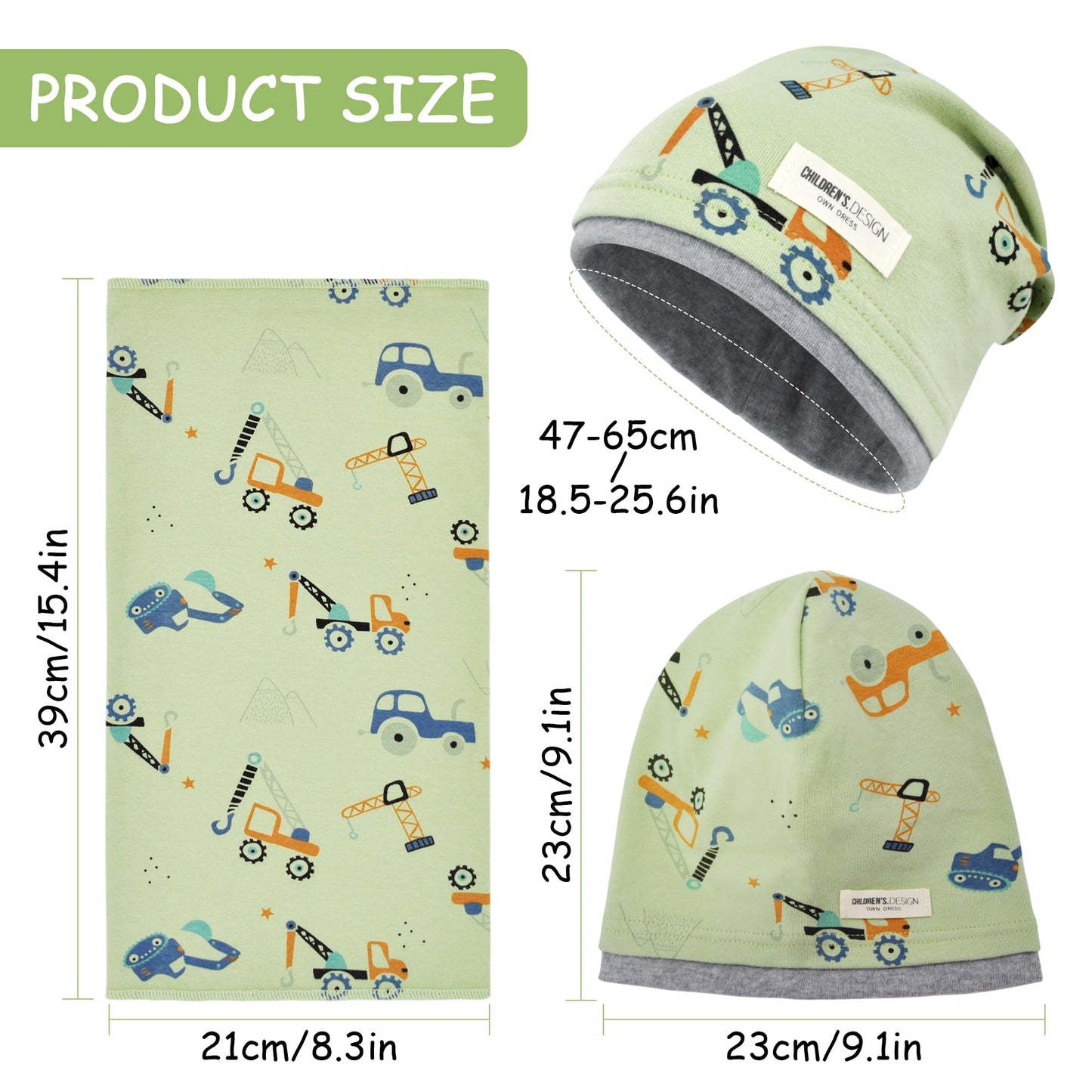 Kinder Beanie Mütze & Loop Schal Set, 95% Baumwolle Mütze Schal Set Mädchen Jungen 2-8 Jahren, Schlauchschal Warme Wintermütze Strickmützen für Herbst Winter Frühling