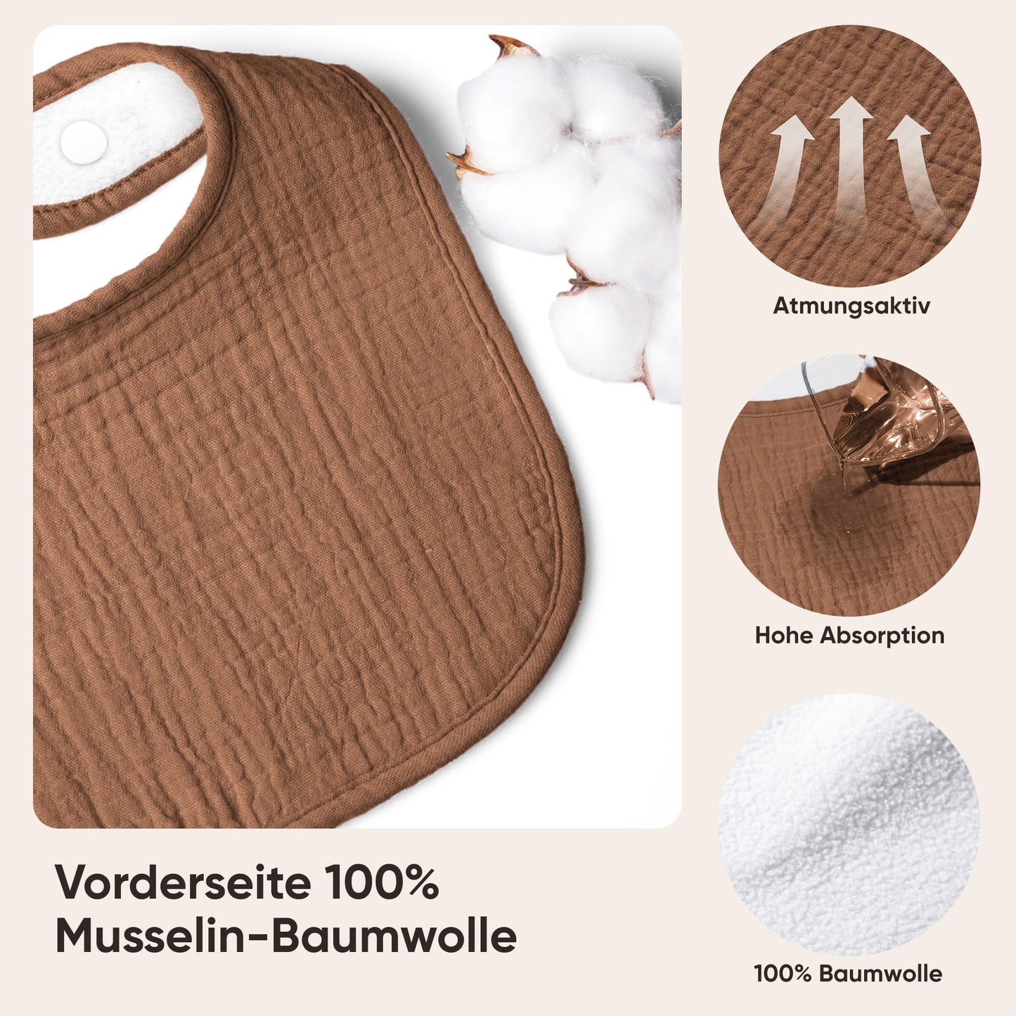 Bearmoss Lätzchen Baby Musselin Sabberlätzchen für Babys, 100% Baumwolle Quadratische Halstuch Baby Verstellbare Babylätzchen Weiche Sabberlätzchen für Junge und Mädchen,8 Stück