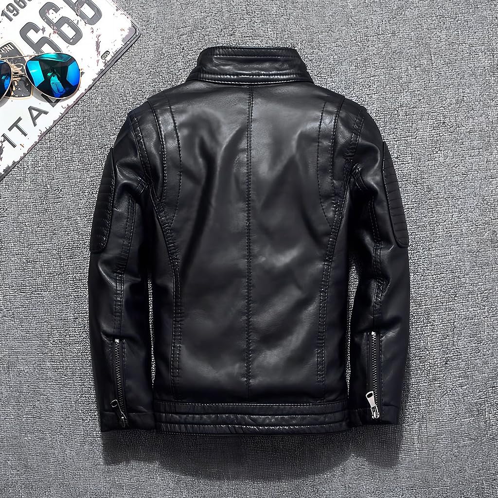 linboo Leather Jacket Boys Transition Jacket Spring Autumn Kids Bomber Jacket Motorcycle Biker Jacket Girls Faux Leather Jacket