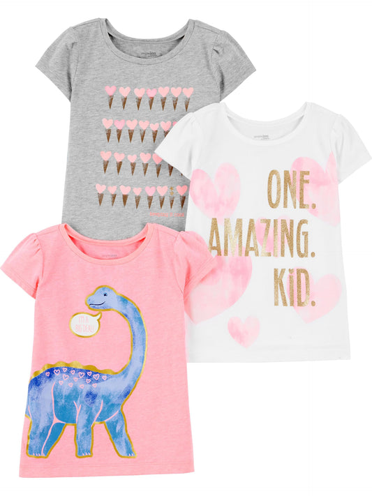 Simple Joys by Carter's Baby-Mädchen Fashion-t-Shirts (3er Pack)
