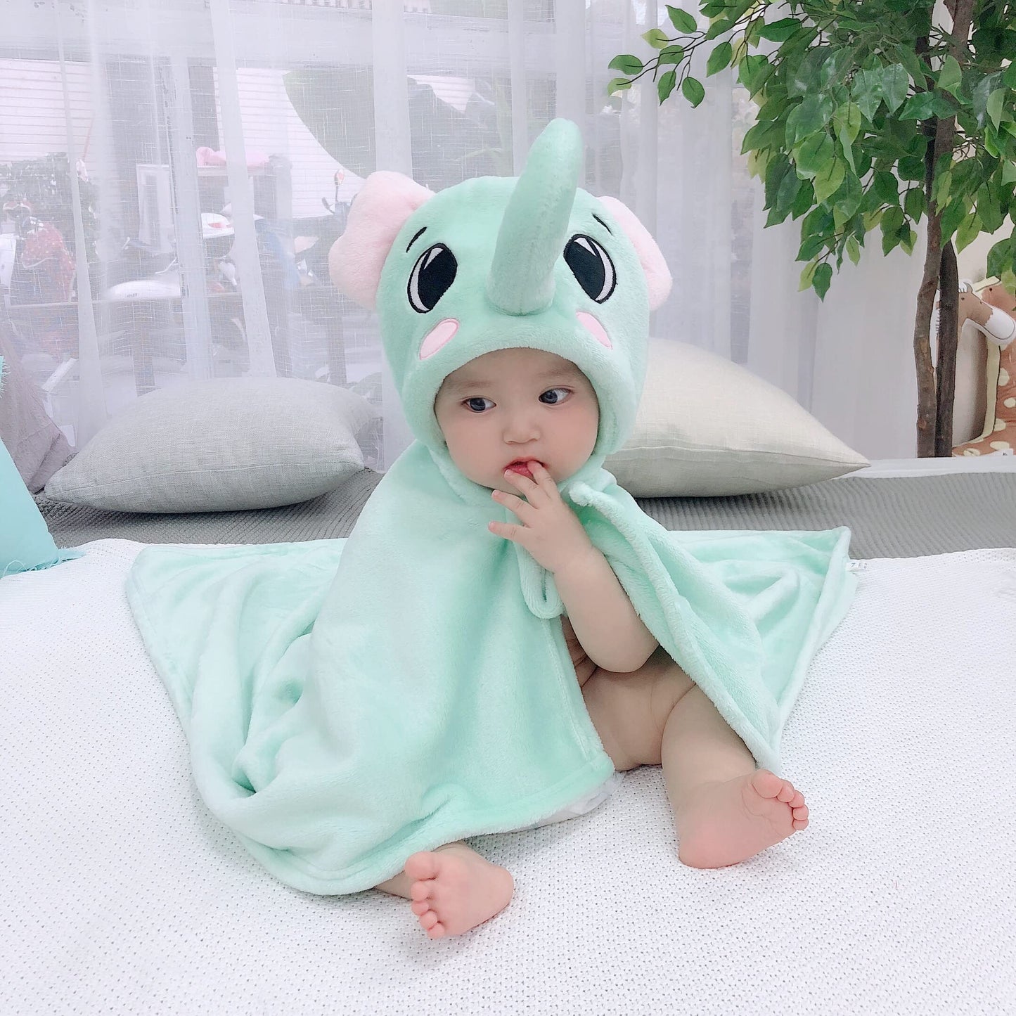 Doladola Baby Decke Babys Tier Design,Flanell Kinder Decke Kapuzenhandtuch für Mädchen und Jungen,Baby Kapuze Badeponcho Kinder Warm(gelbe Ente)
