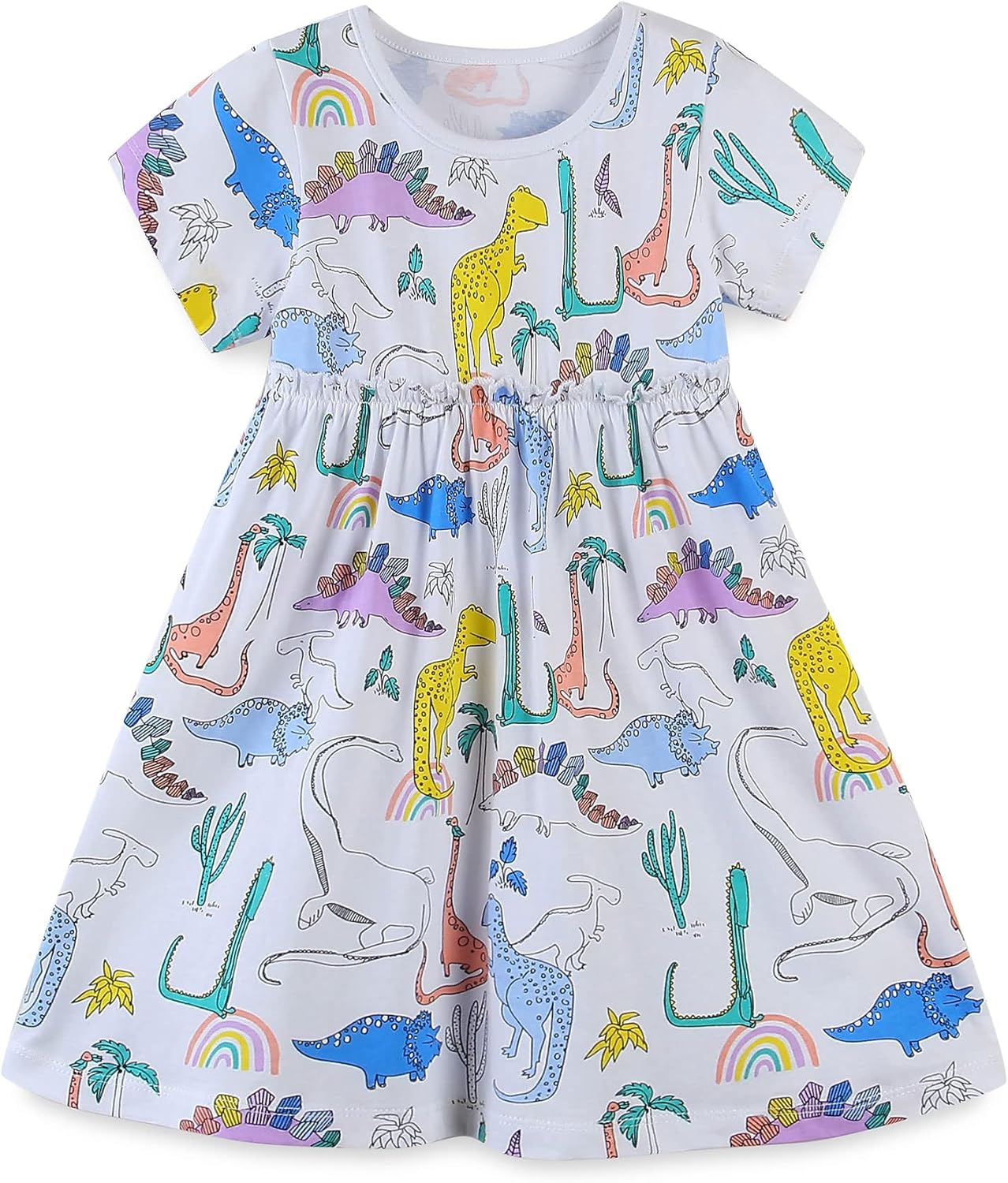 TEDD Mädchen Kleider Kurzarm Einhorn Blumen Sommerkleid Baumwolle Kleid Geburtstag Party Mädchenkleid Gr. 92-122