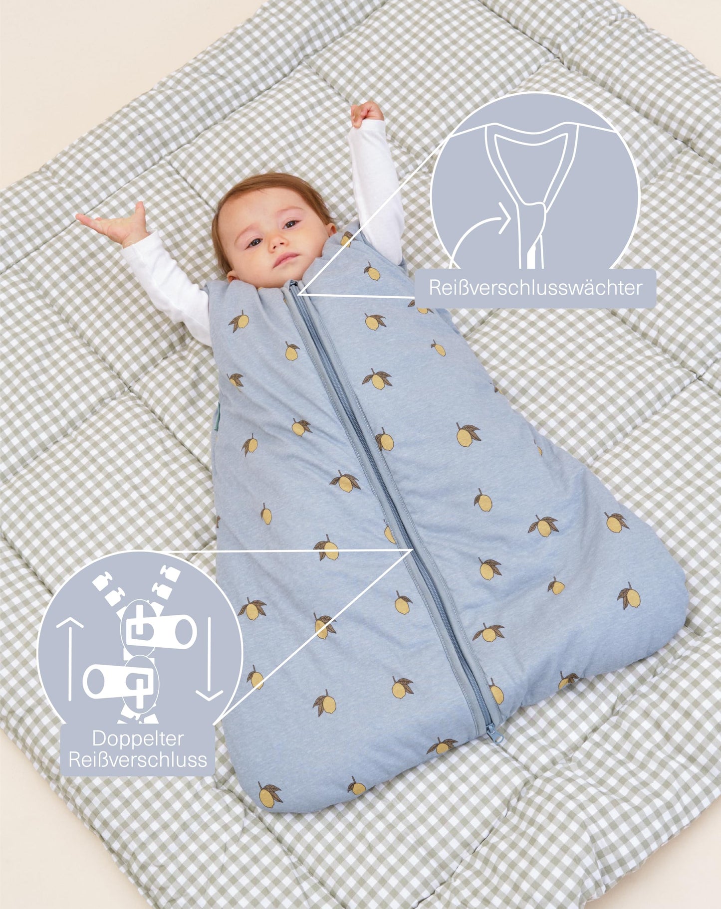 molis&co - Baby Sleeping Bag 2.5 TOG - All-Year Sleeping Bag - Baby Sleeping Bag Newborn - 100% Cotton (Oeko-Tex 100), Sleeveless Winter Sleeping Bag Padded - Premium Quality - Colima (70 cm)