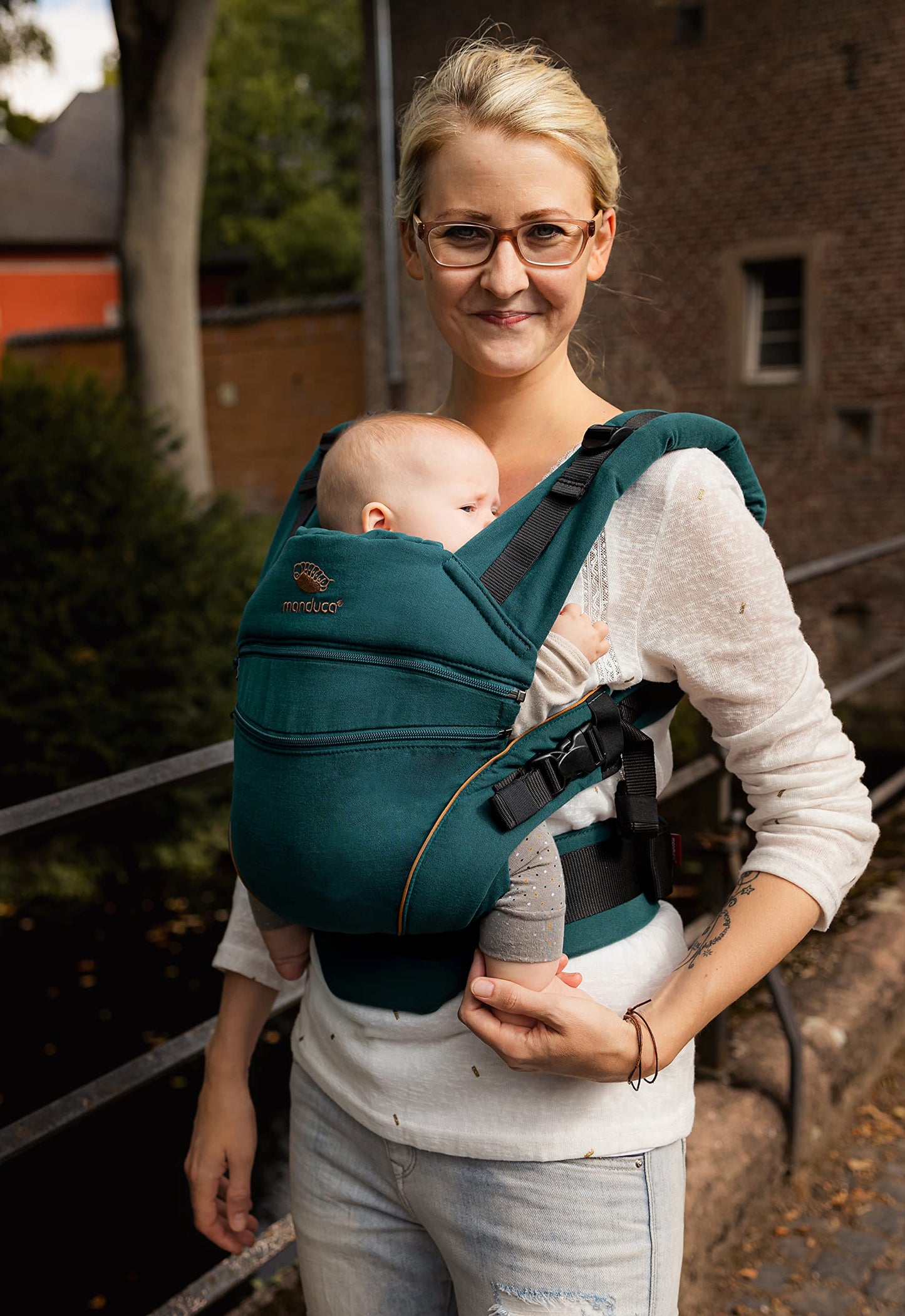 manduca XT Babytrage - Verstellbarer Sitz, der mitwächst - Vom Neugeborenen bis zum Kleinkind - Babytrage aus Bio-Baumwolle mit 3 Tragemöglichkeiten
